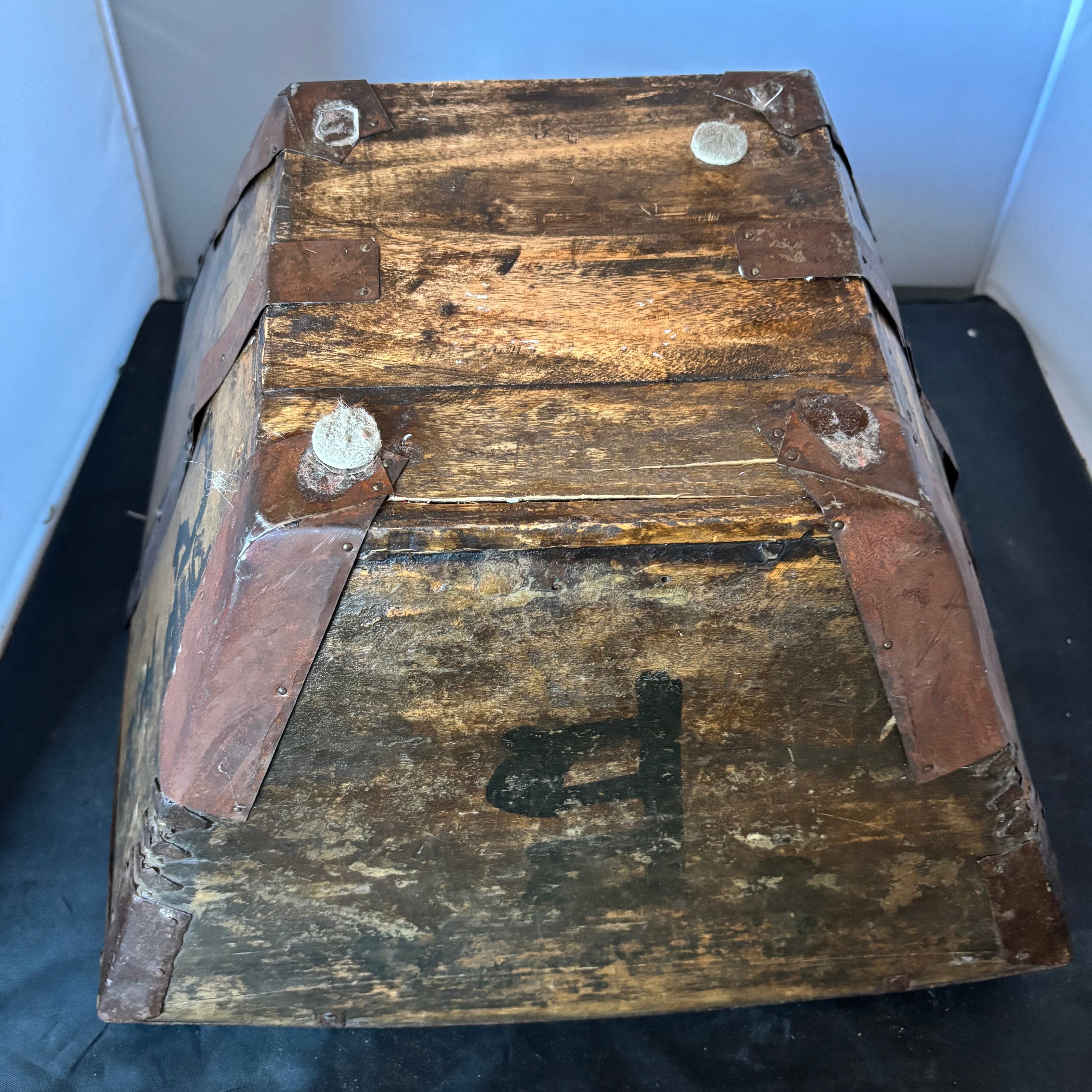 Antique Chinese Wooden Rice Bucket  or "Dou", 16" x 15" x 10.5"