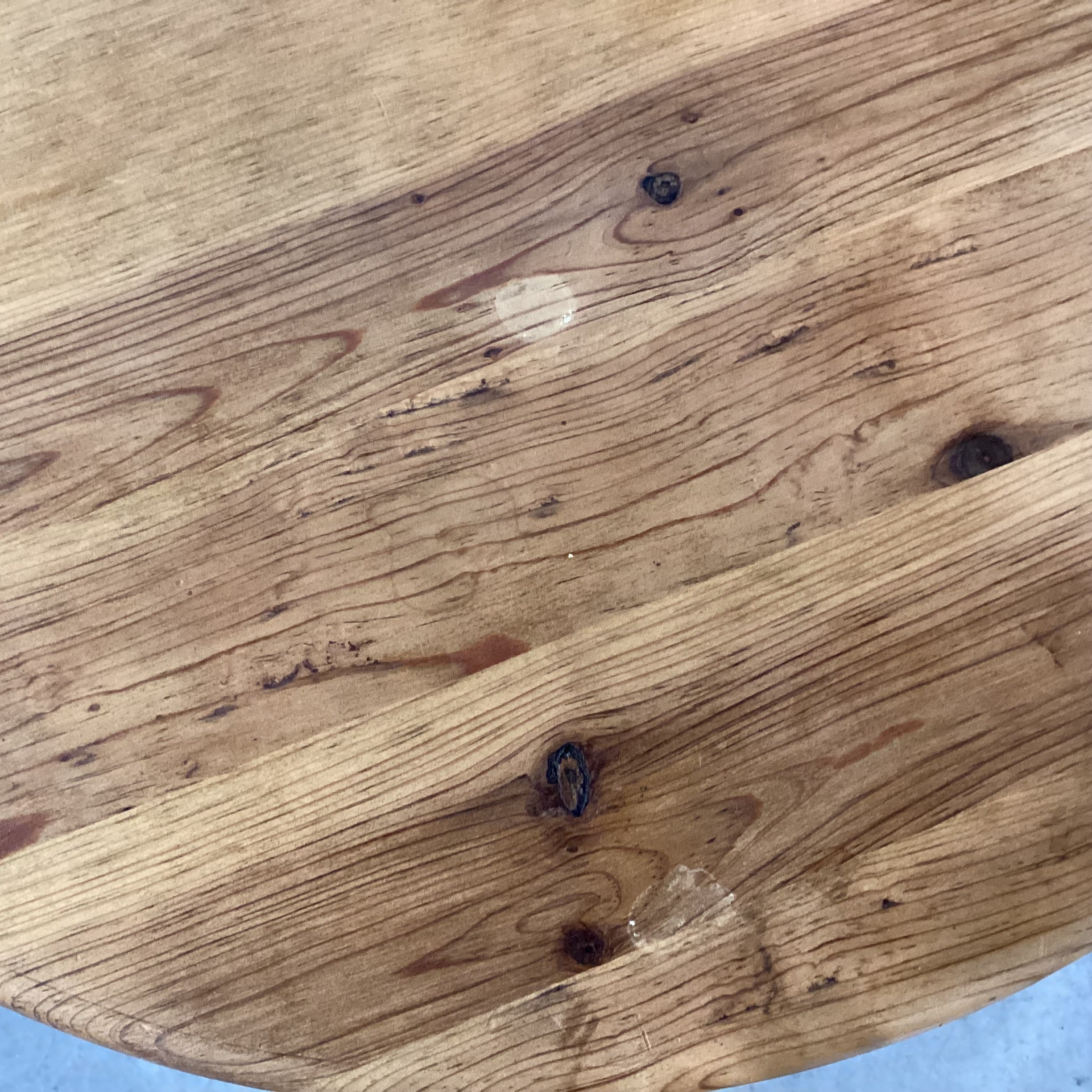 Rustic Wrought Iron & Wood Round End Table 24" Diameter x 22"