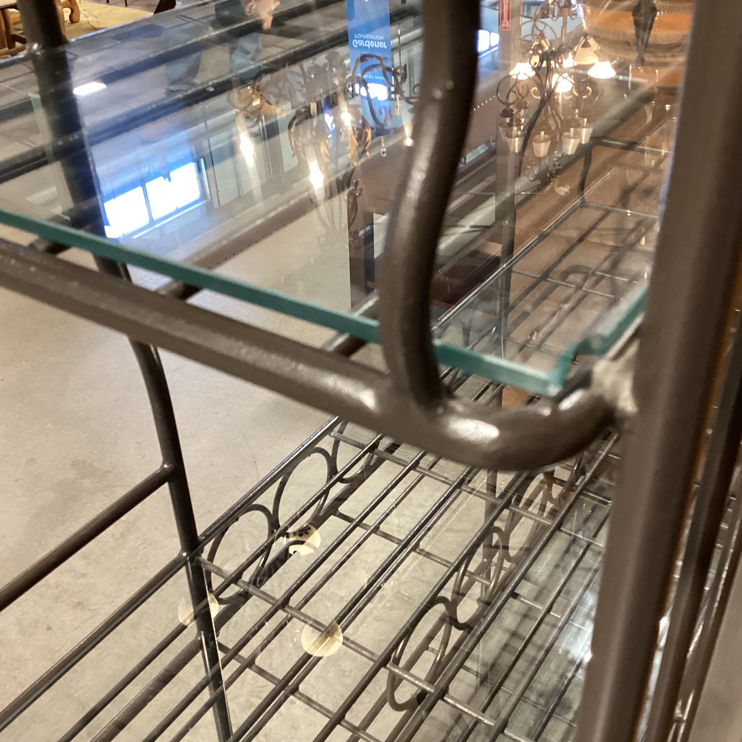 Iron with Dome Top & Glass Bakers & Wine Rack Shelves 44"x 18"x 83"