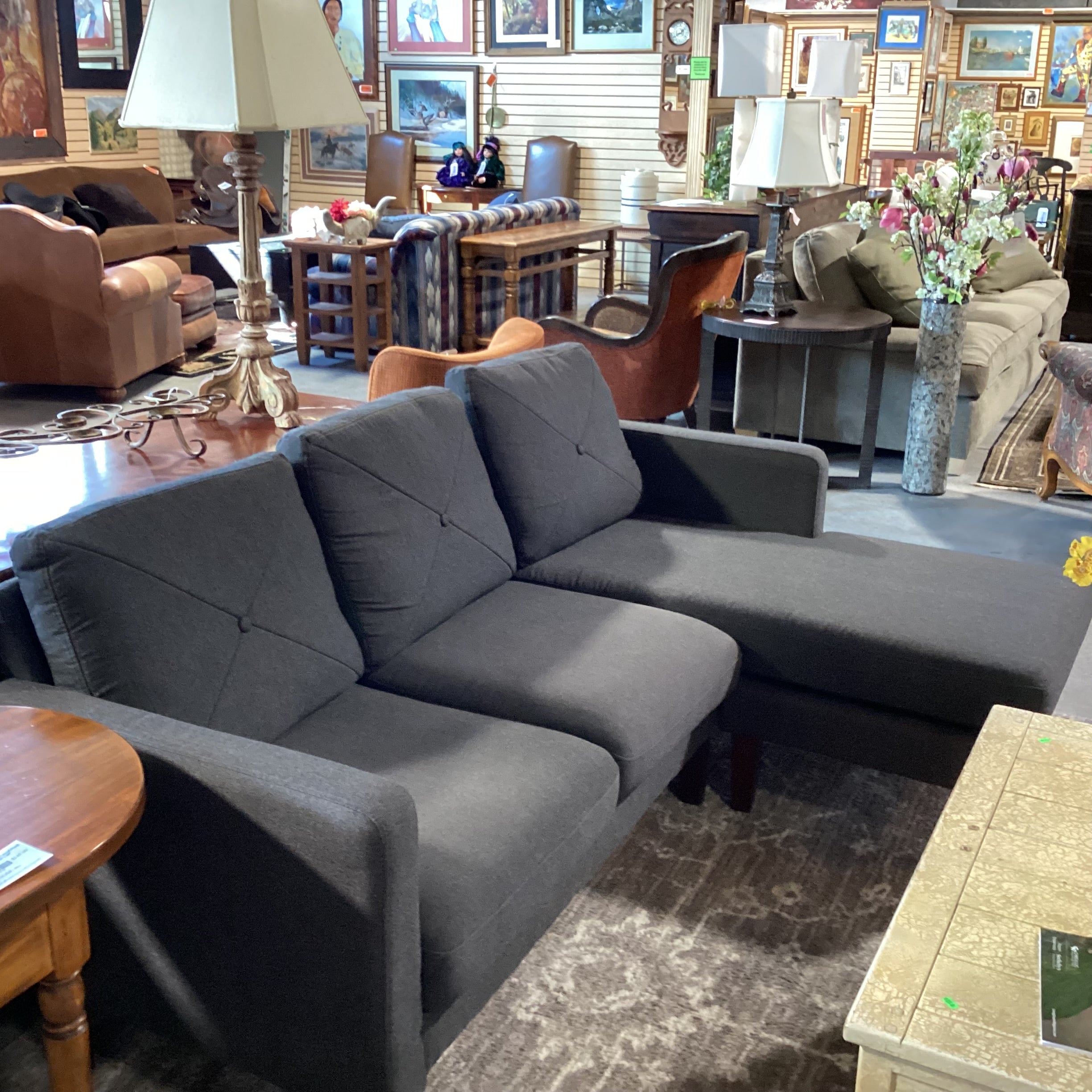 Belfinn Charcoal 2 Piece with Left or Right Chaise Sectional 80"x 55"x 31"x 31"