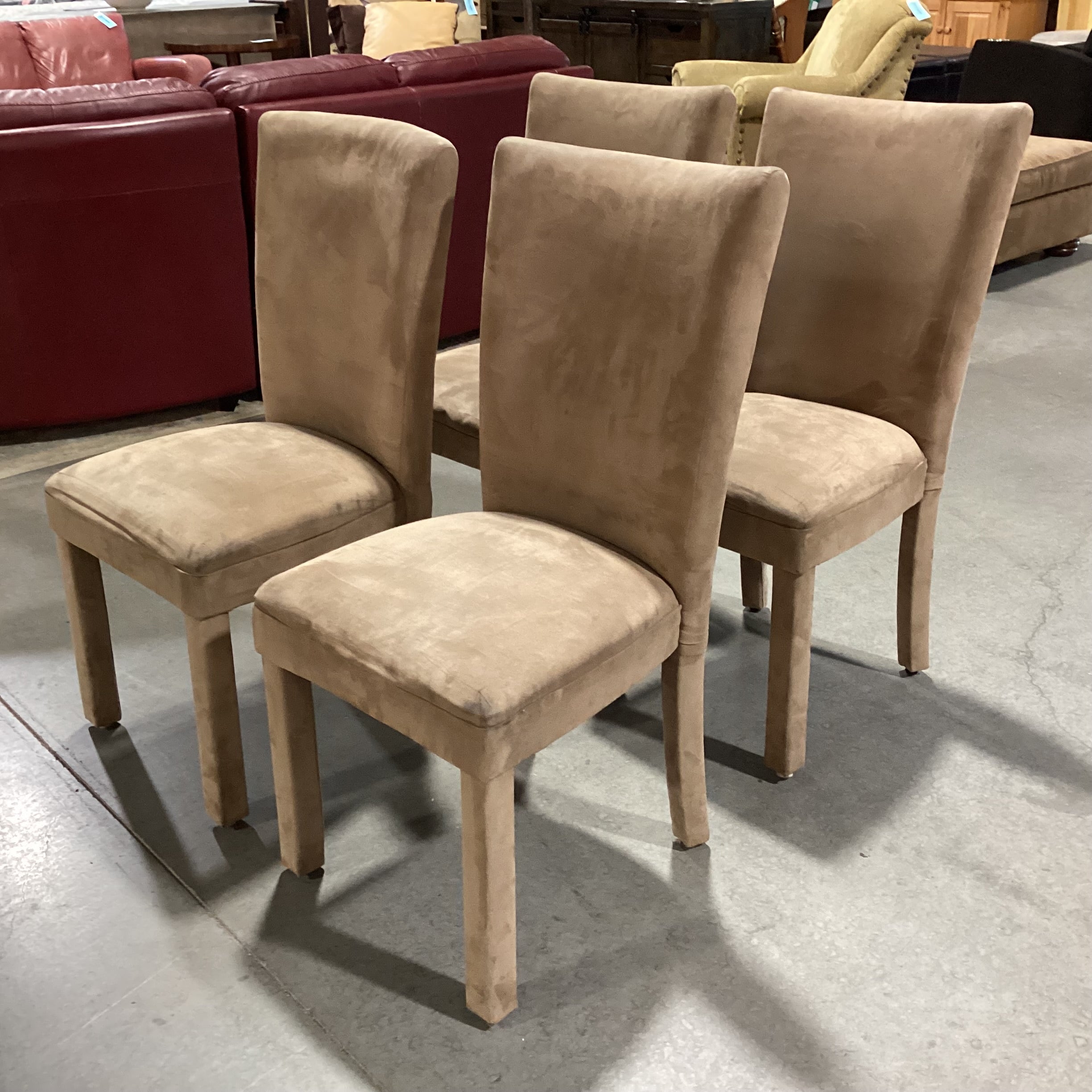 SET of 4 Light Brown Ultra Suede Dining Chairs 19"x 18"x 38"