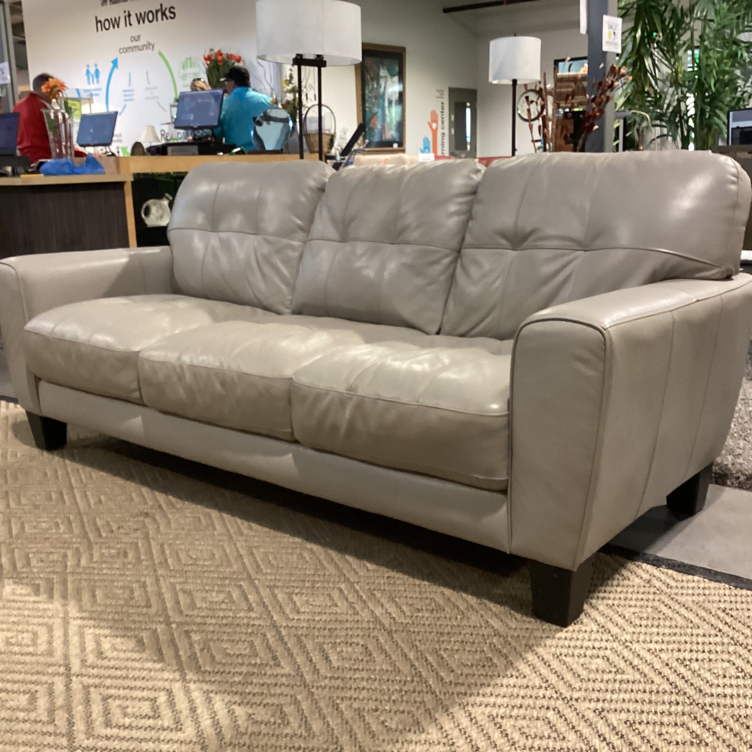Grey Faux Sofa 84"x 38"x 36"