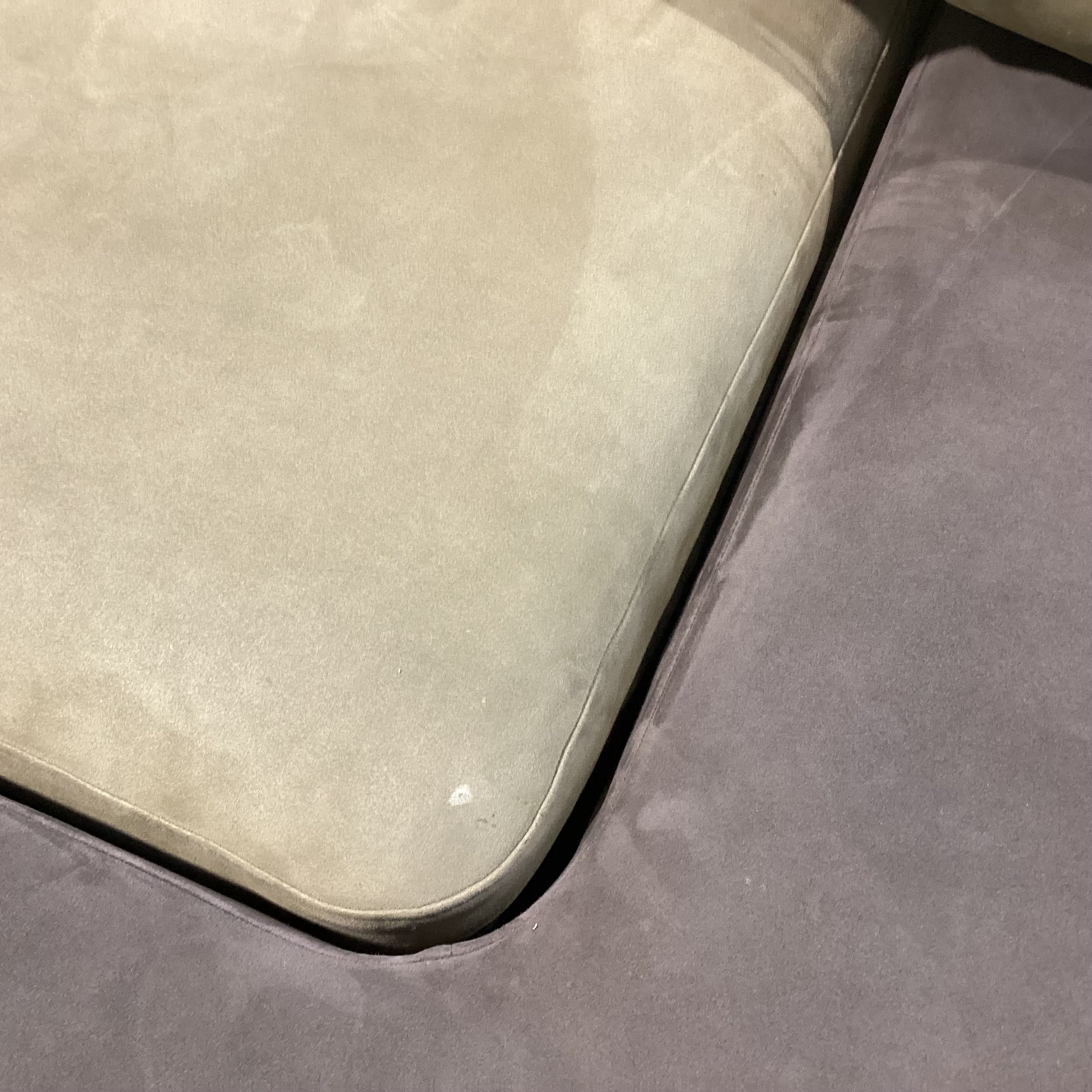 Liqne Roset Confluences by Philippe Nigro Brown & Tan Ultra Suede with 2 Black Iron Side Tables Modular Sectional 59"x 55"x 33"