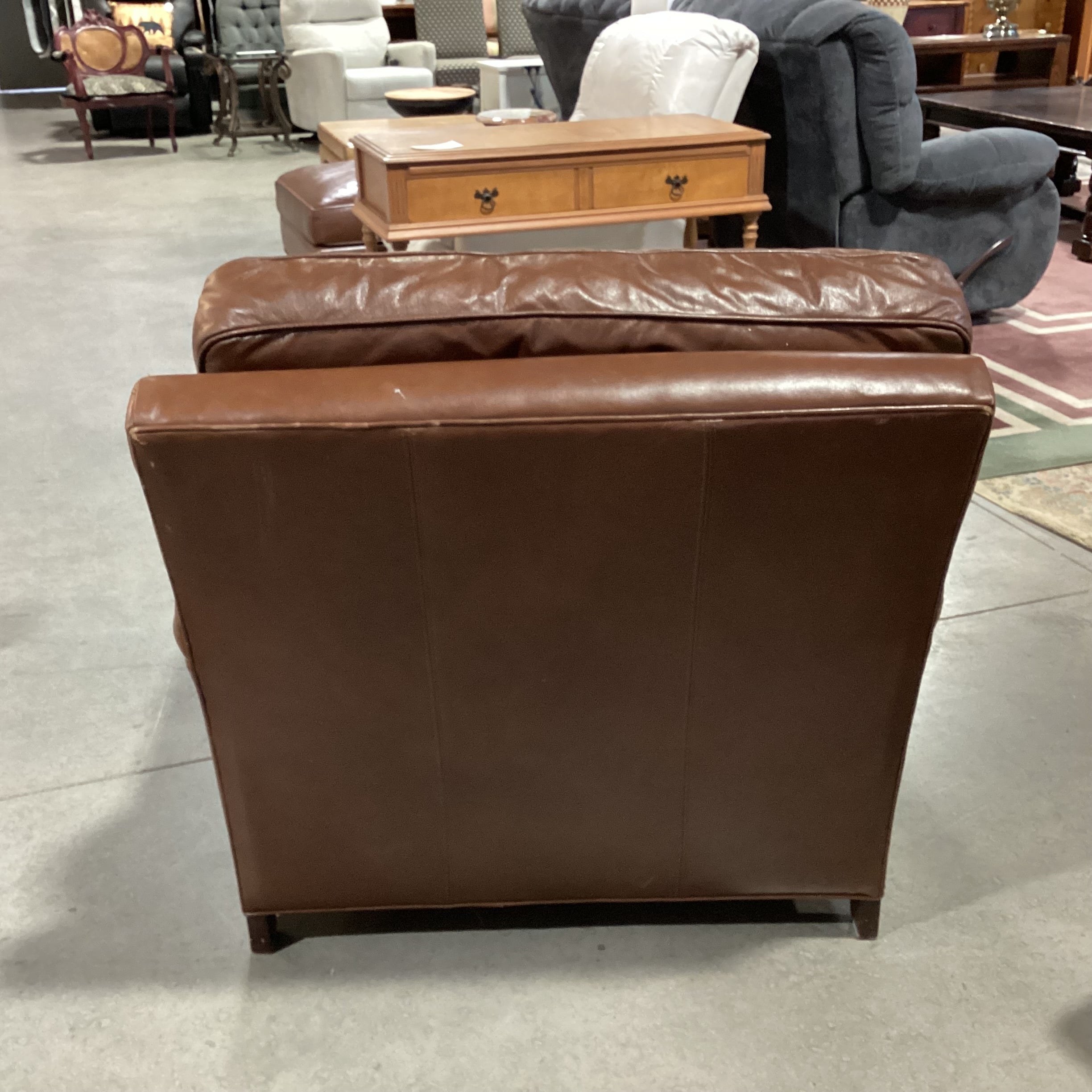 Leather Master NC Brown Leather Nailhead Down Mix Chair 36"x 41"x 33"