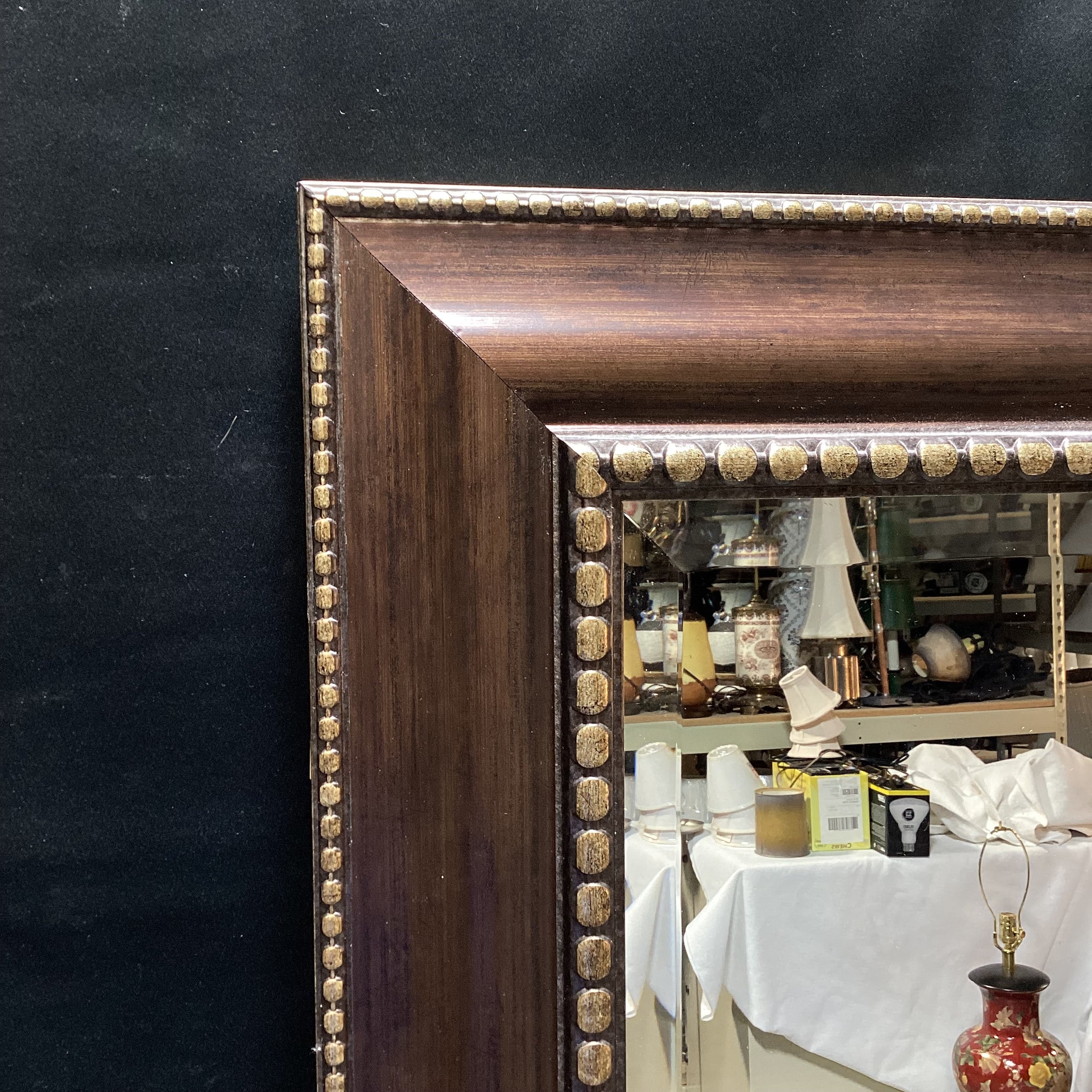 Bevelled Edge Floor Length Mirror With Beading Detail 31" x 65"
