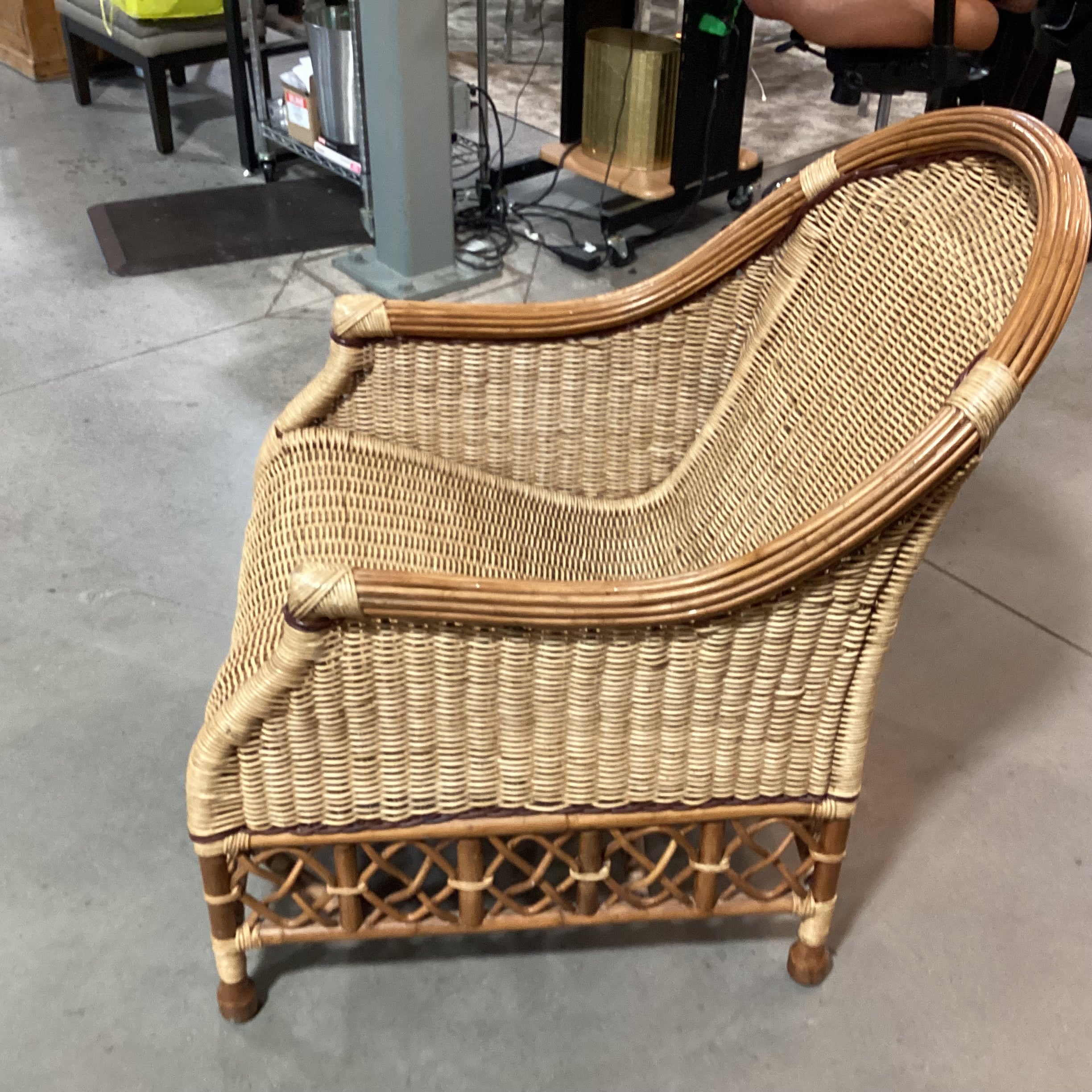Palecek Wicker with Sheepskin Chair 26"x 36"x 39"
