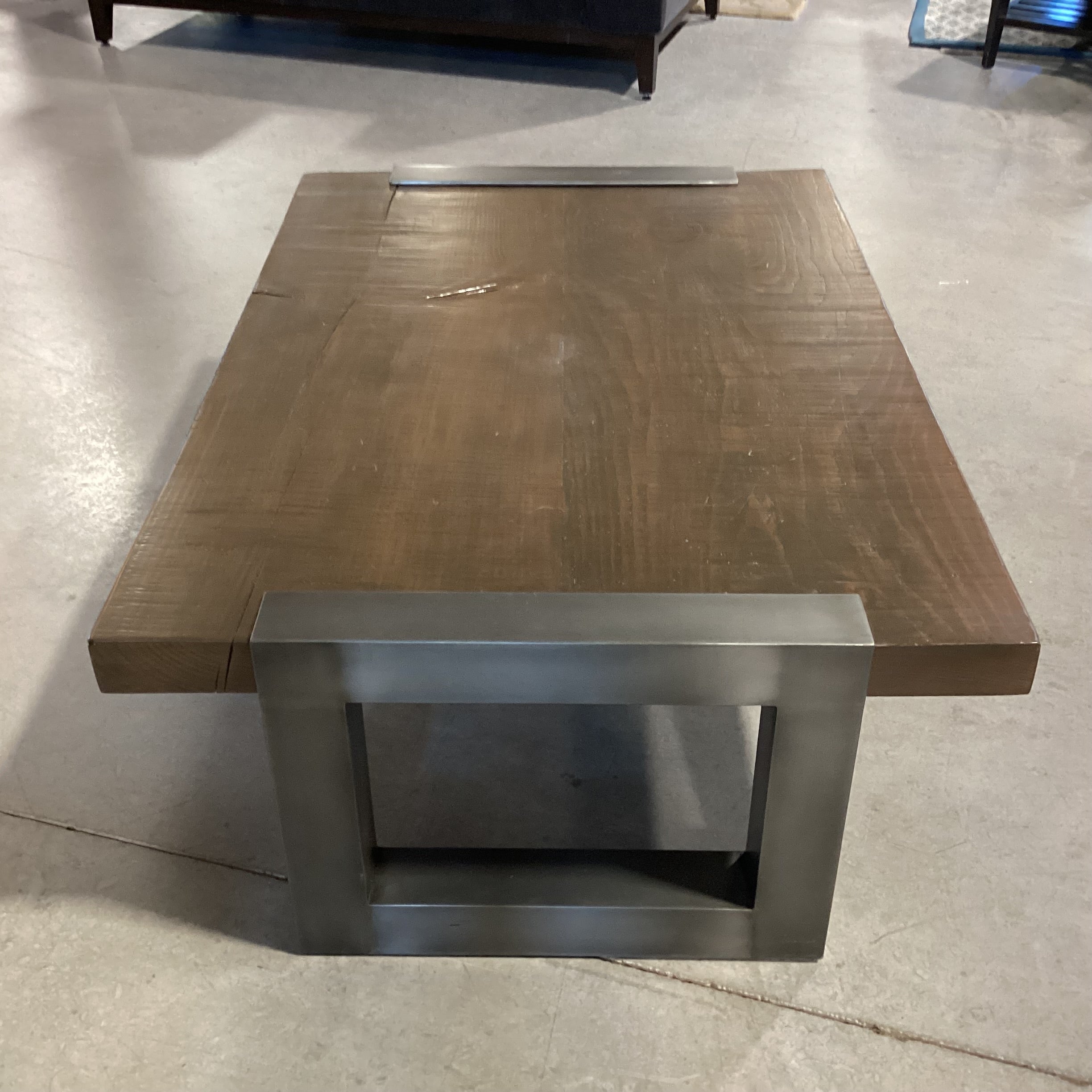 Mountain Modern Solid Distressed Wood & Steel Coffee Table 49"x 34"x 17"