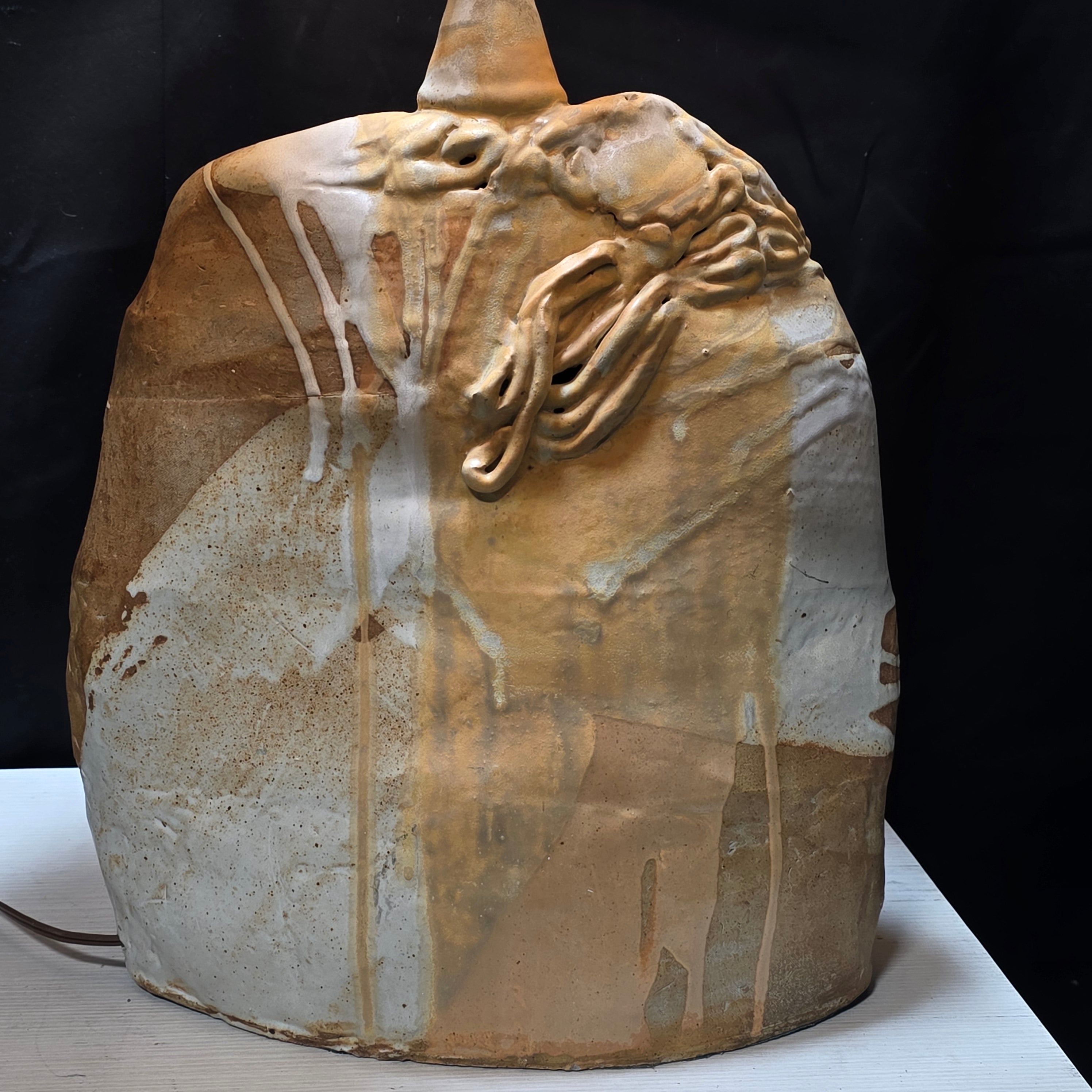 Unique Abstract Pottery Table Lamp 22" D x 28"
