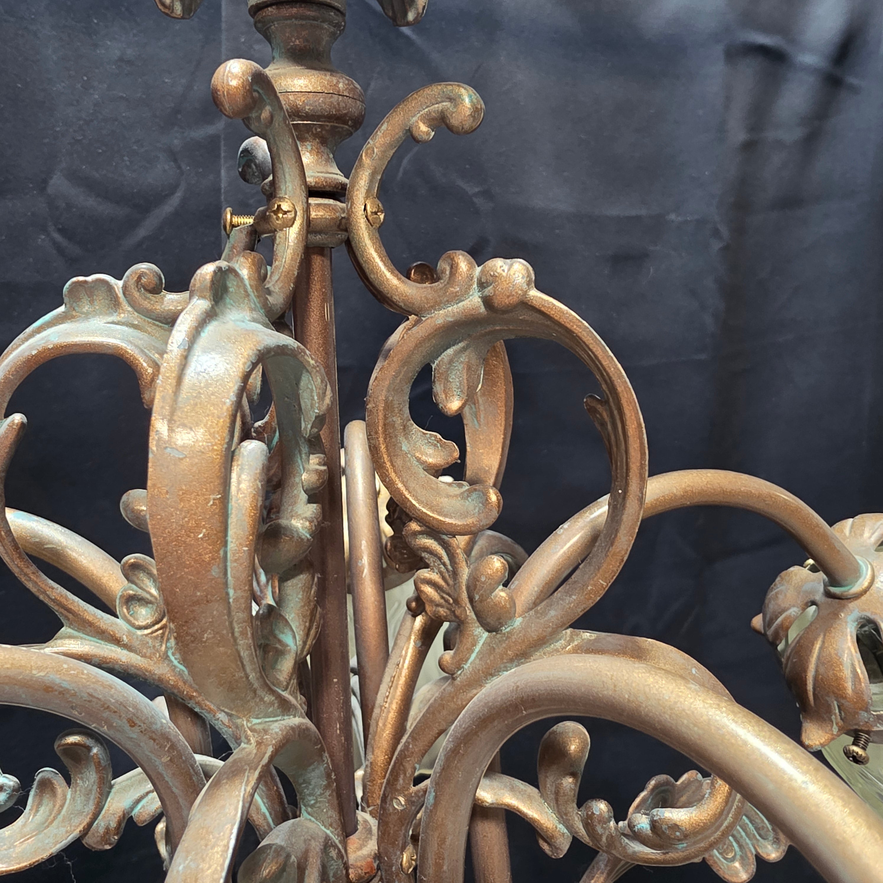 Art Nouveau Five Light Chandelier with Tulip Shades 23"x19"