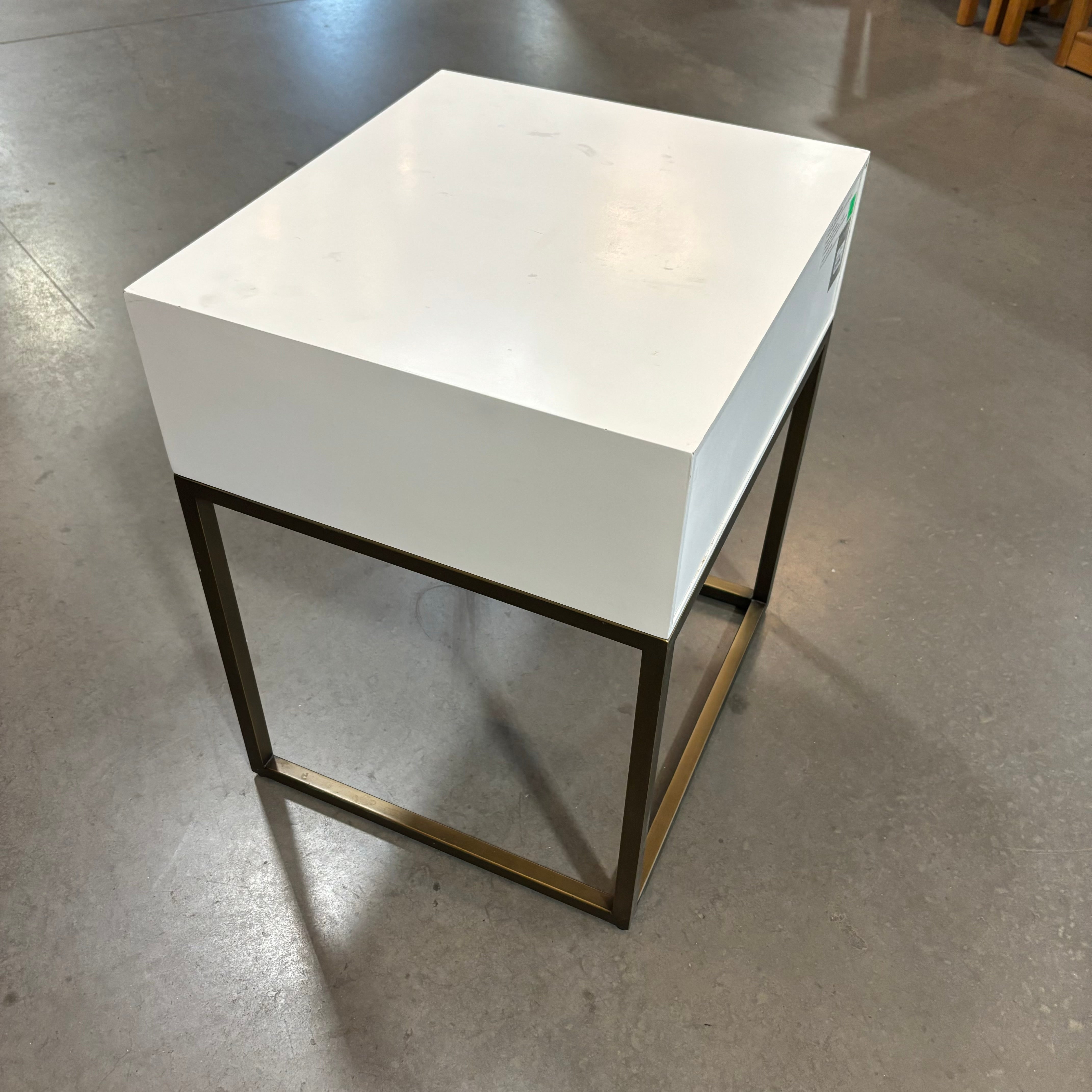 Restoration Hardware Teen Waxed White Finish & Metal 1 Drawer Nightstand 20"x 18"x 24"