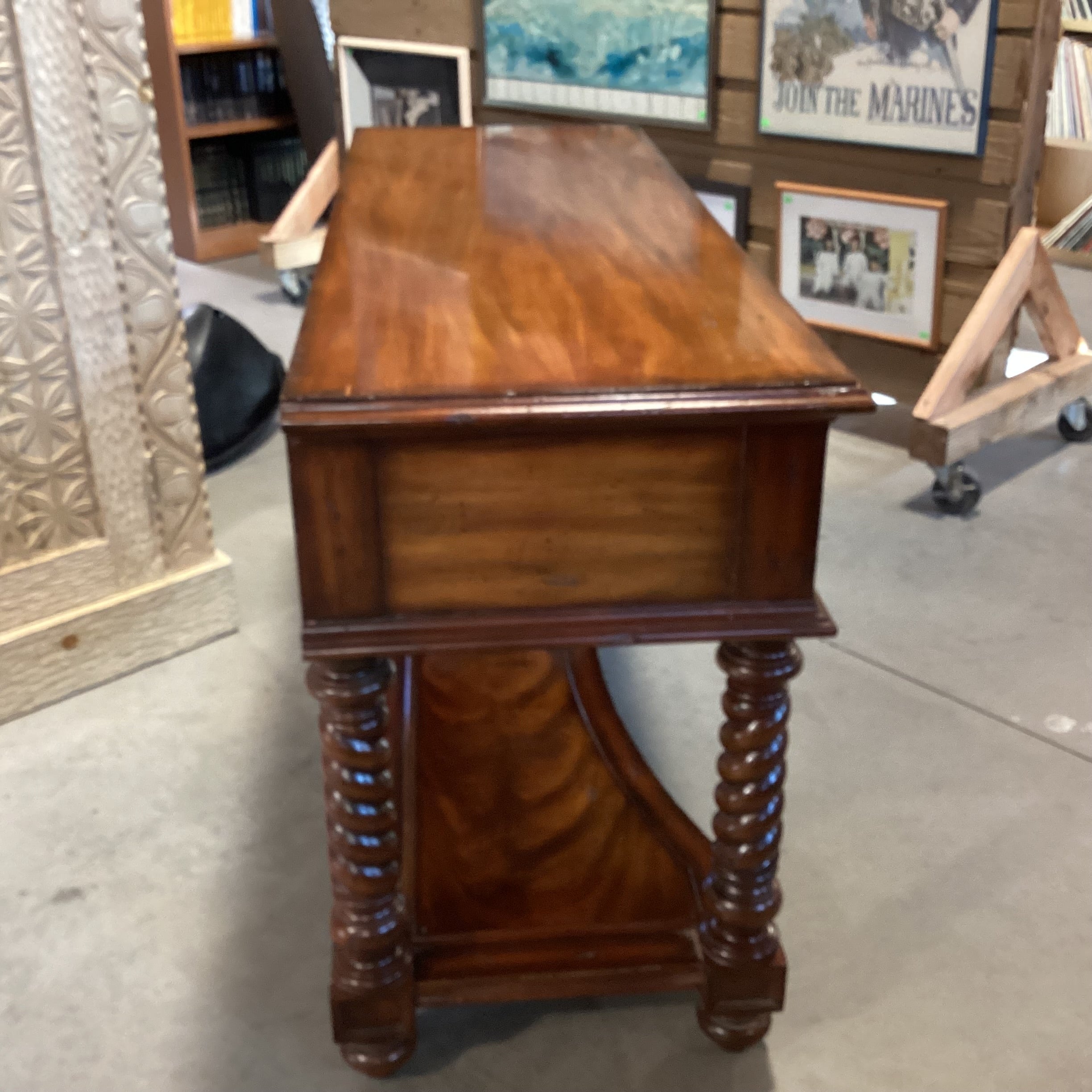 Maitland Smith Ornate Carved Wood 2 Drawer Console Sofa Table 55"x 20"x 33"