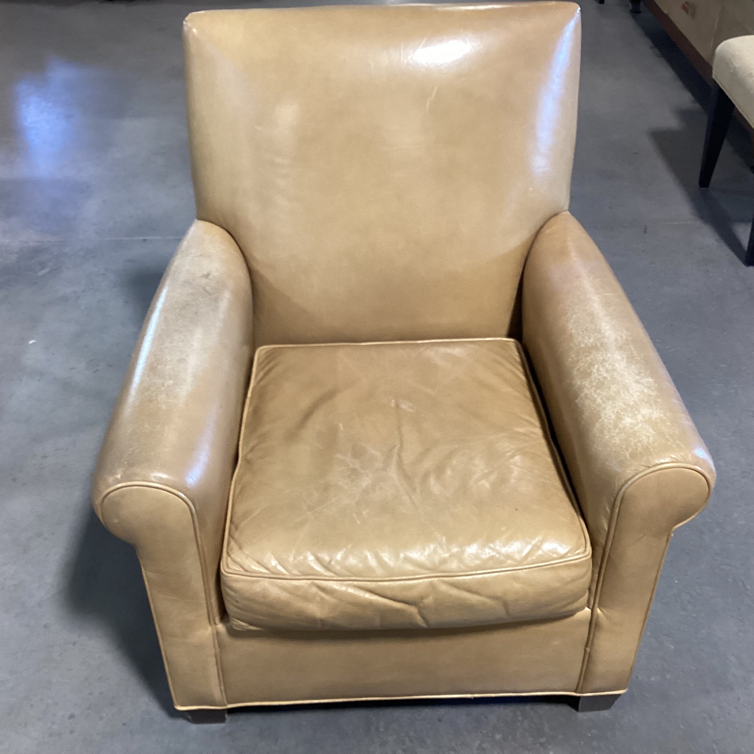 Leather Craft Blonde Leather with Ottoman Chair 34"x 31"x 37"