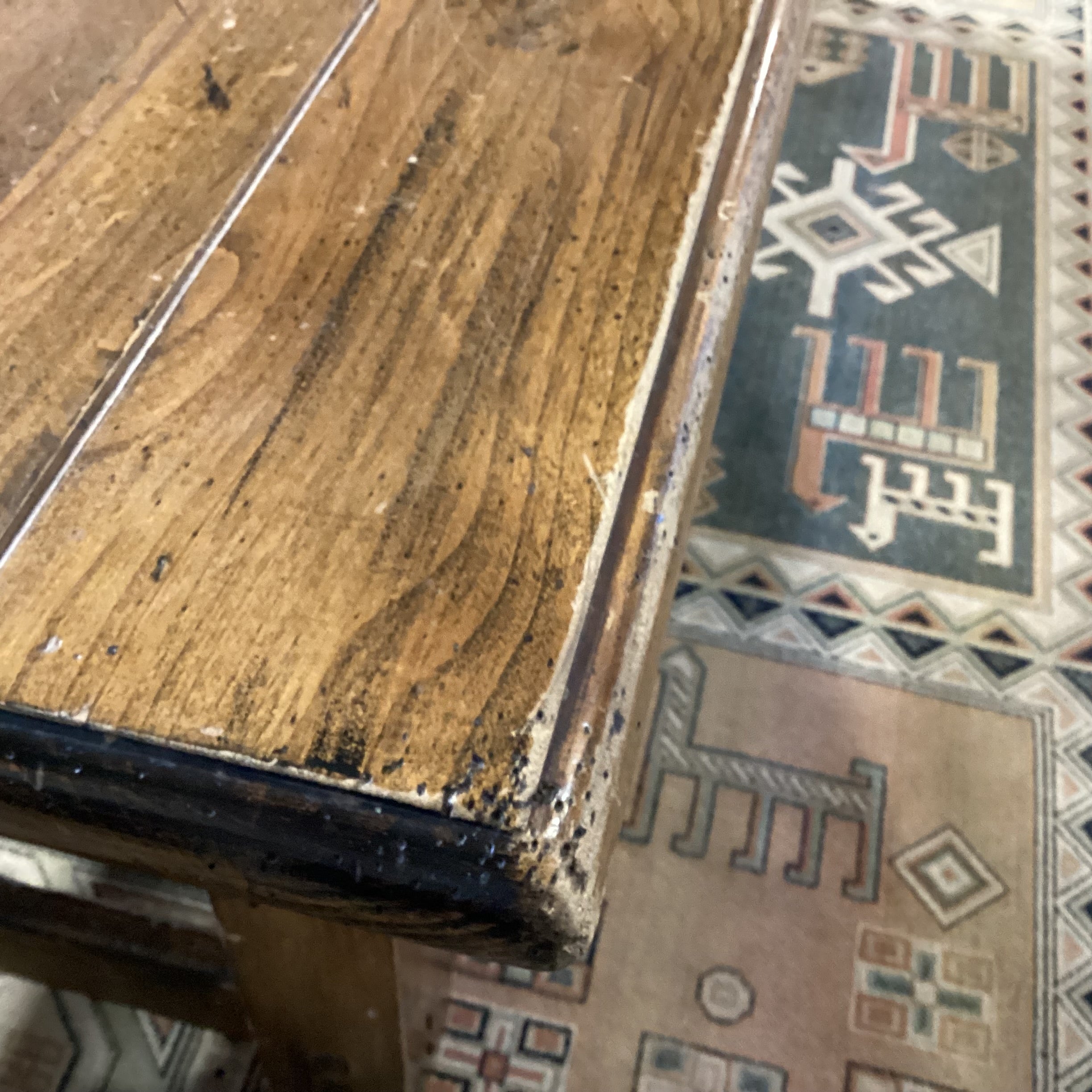 Distressed Finished Wood & Plank Coffee Table 50"x 30"x 17"