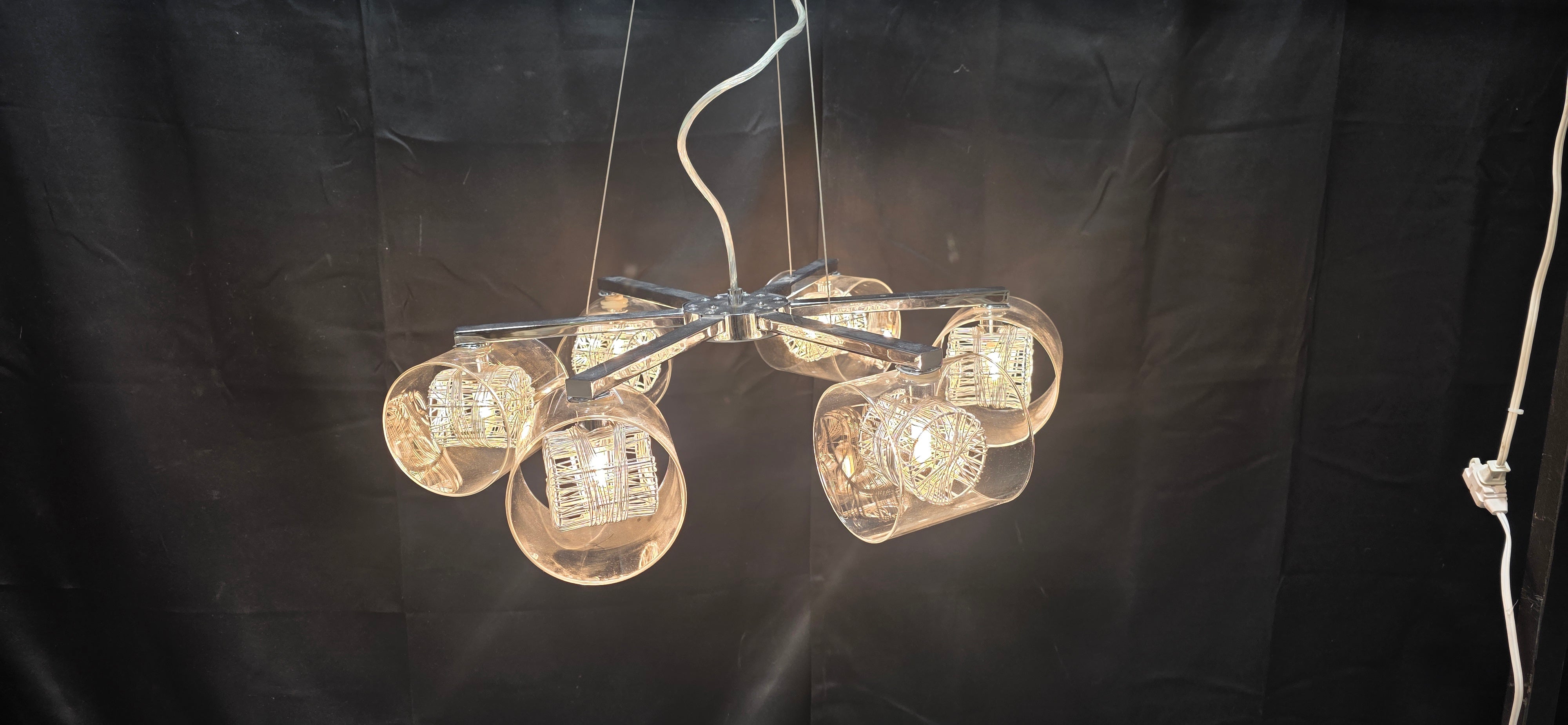 George Kovacs 6 Light Chrome Chandelier 25" diameter x 28"