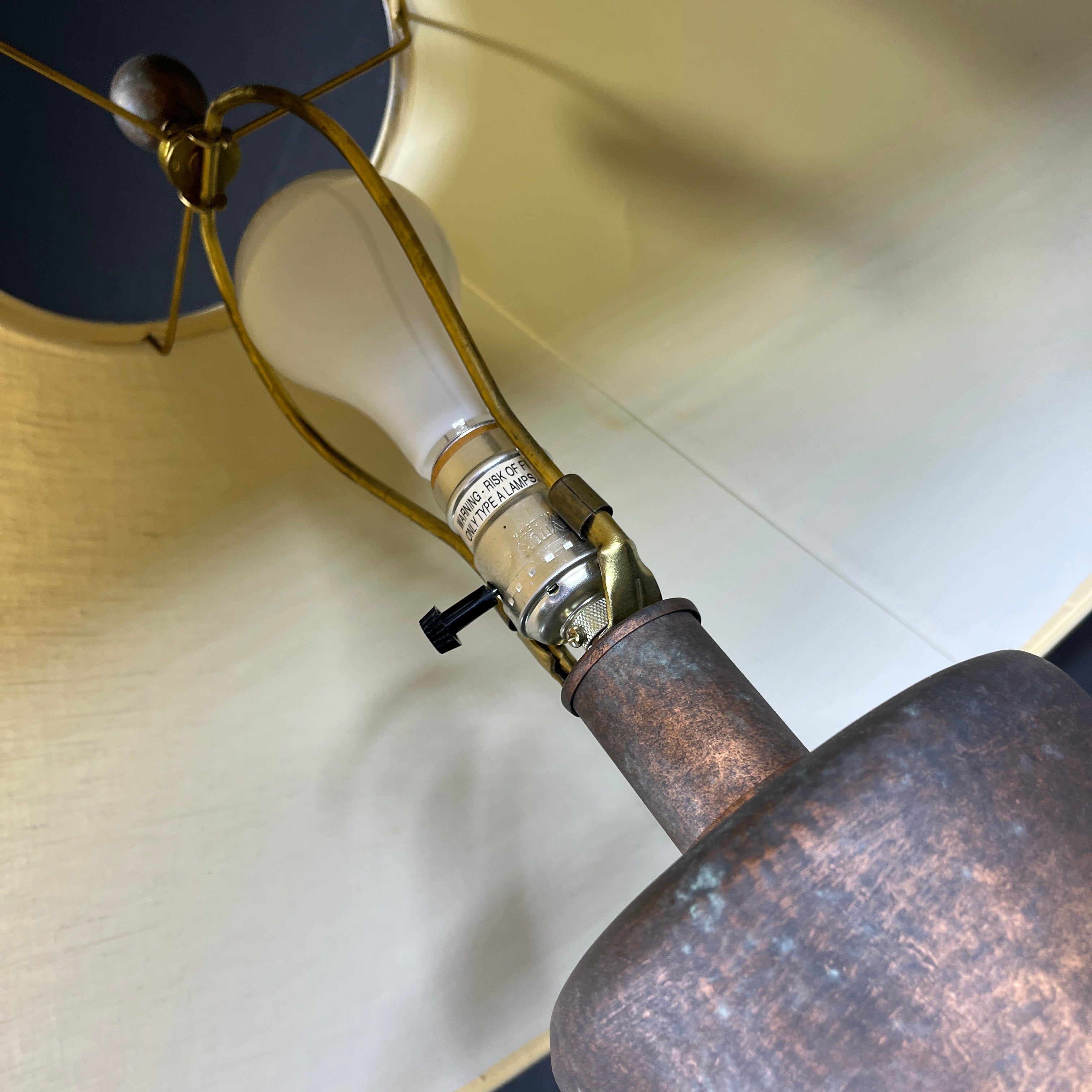 Masterpiece Patin Copper Painted Plaster Pumpkin with Shade Table Lamp 21” Diameter @ Shade x 27”