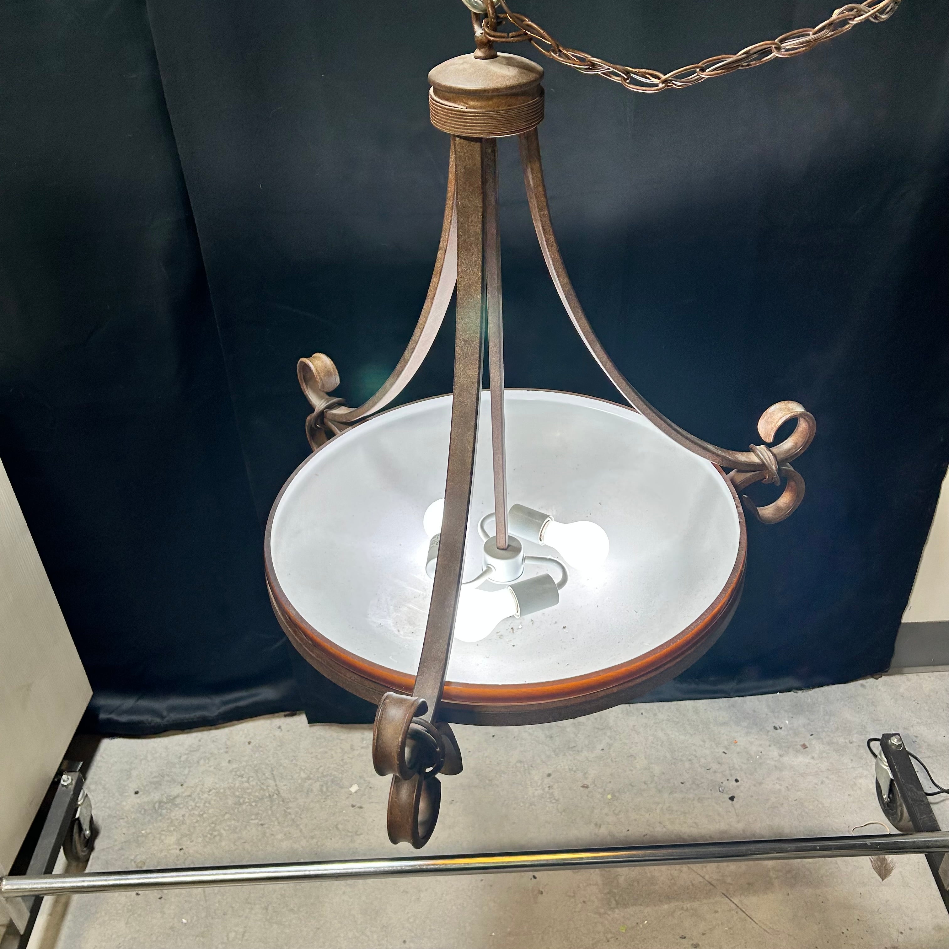 Hampton Bay Rhodes 3-Light Nutmeg Bowl Pendant 28"x 27"