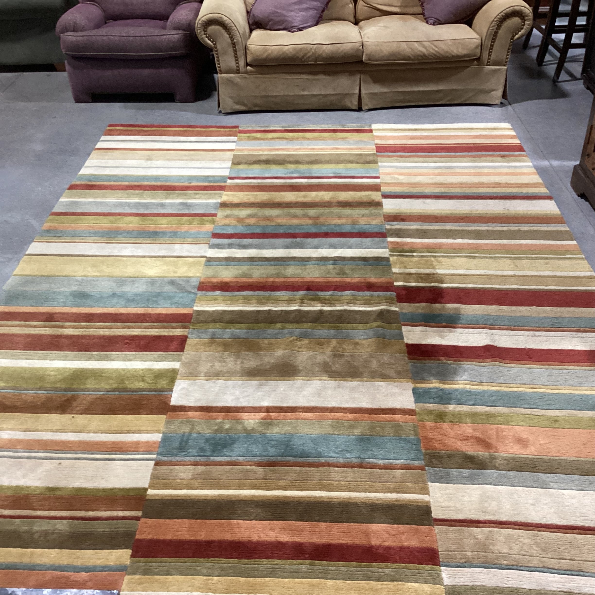 Olive Rust Cream & Blue Multi Hand Woven Wool Rug 8' 17"x 11' 8"