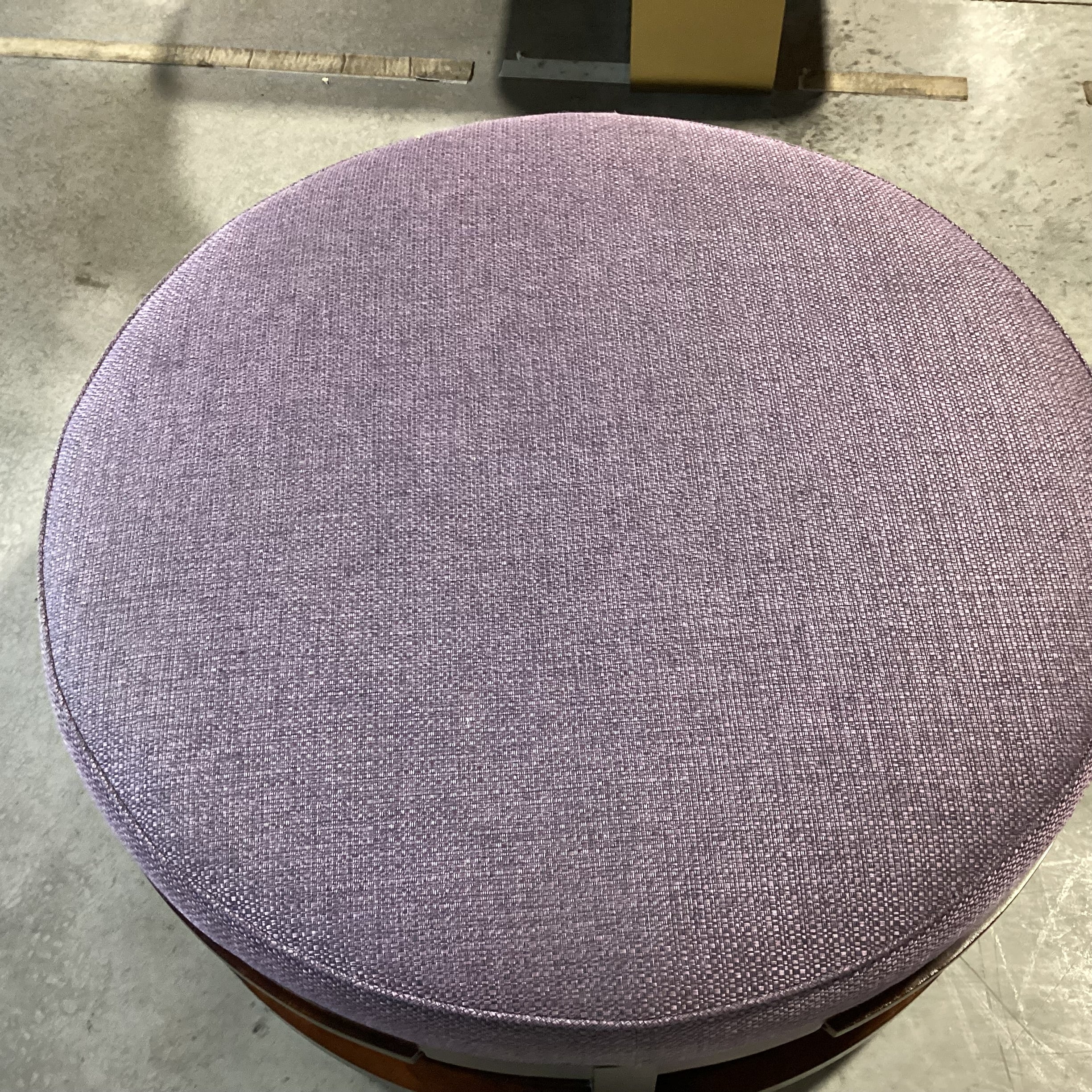 Dark Finish Wood & Plum Woven 2 Tiered with 4 Pullout Tray Sides Round Cocktail Ottoman 41" to 54" Diameter x 19"