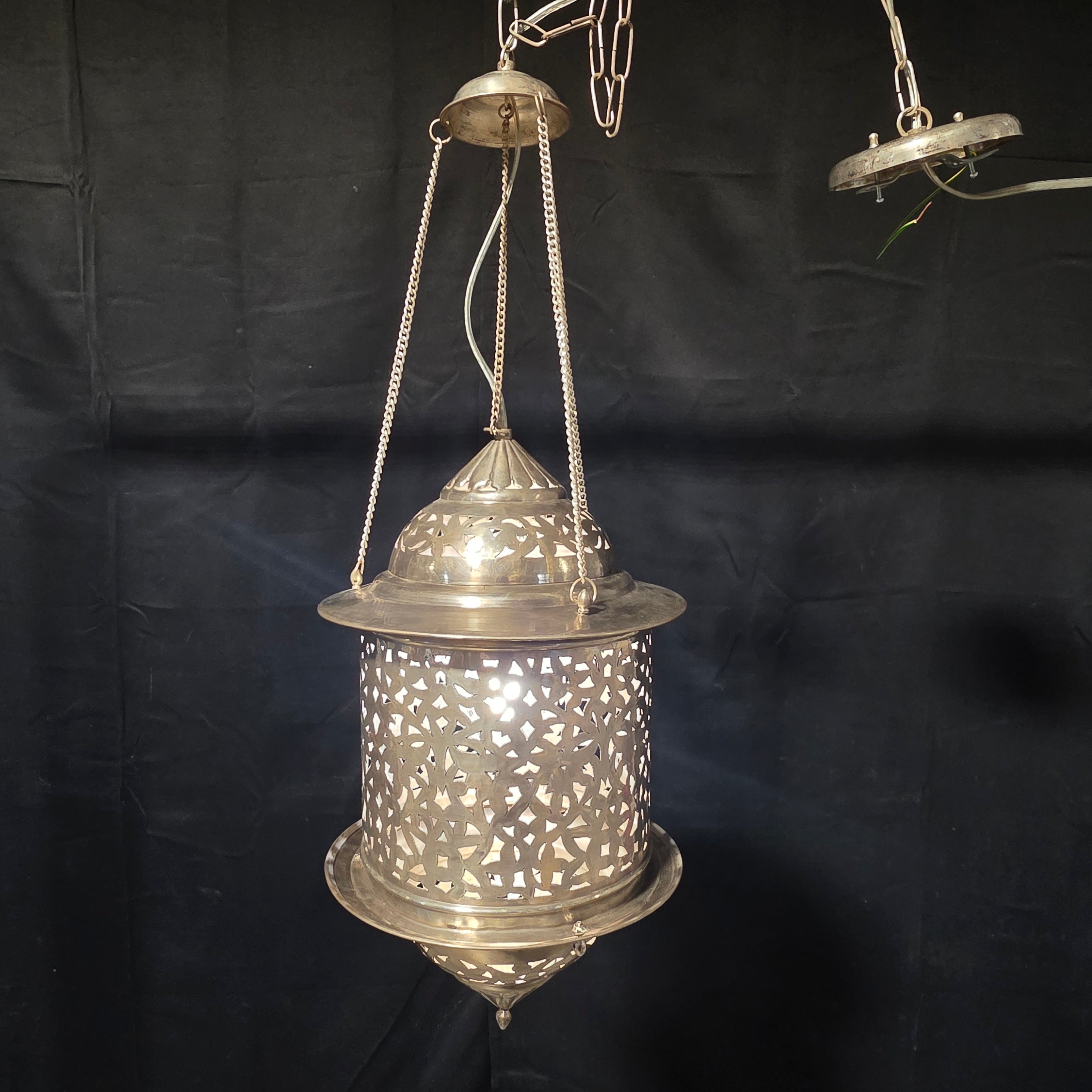 Brushed Metal Moroccan Style Hanging Pendant Light 13"Dx30"