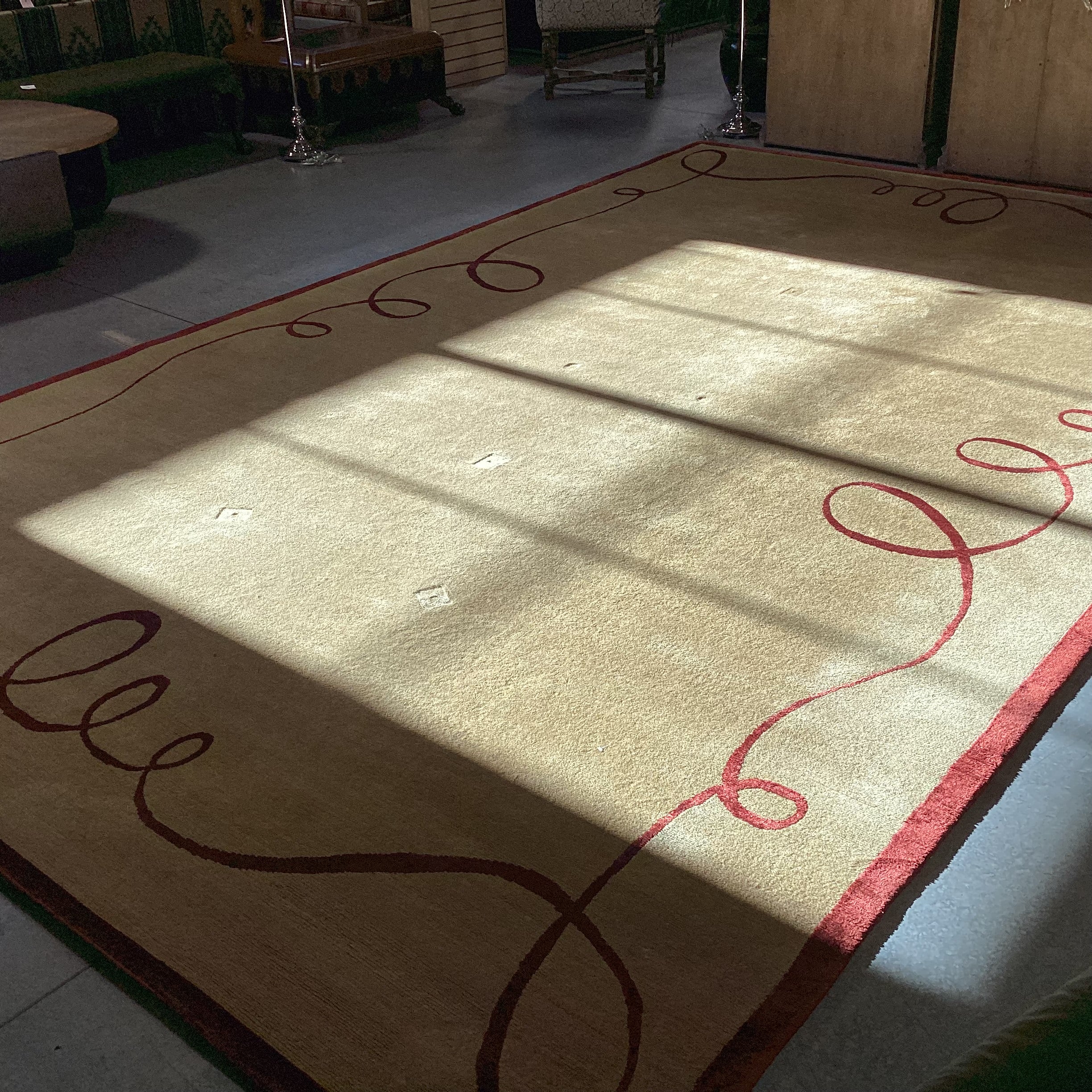 Gold with Burnt Orange Ribbon Hand Made in Nepal Hand Knotted Spun Wool Rug 10'1"x 16'3"