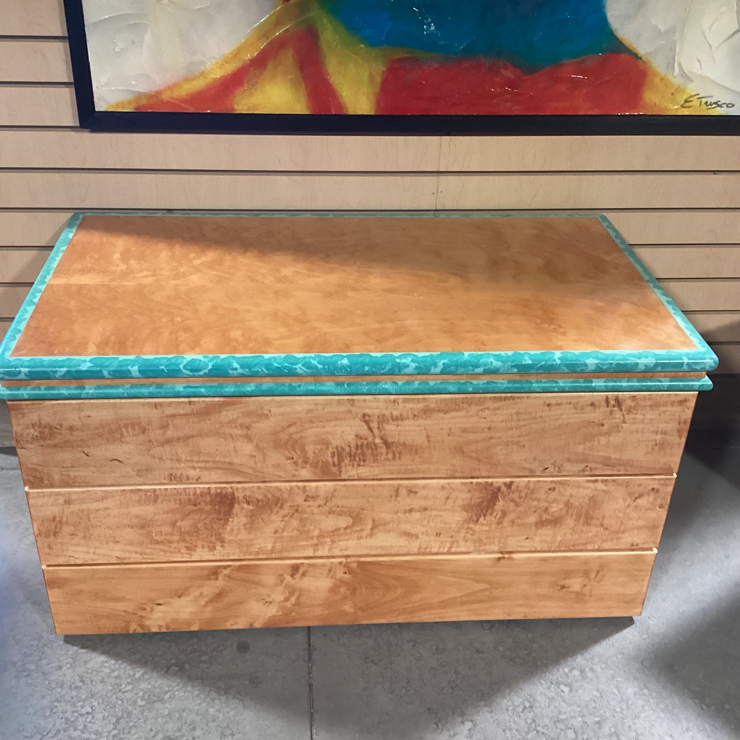 Texture Finished With Teal Edge 3 Drawer Chest 40"x 22"x 21"