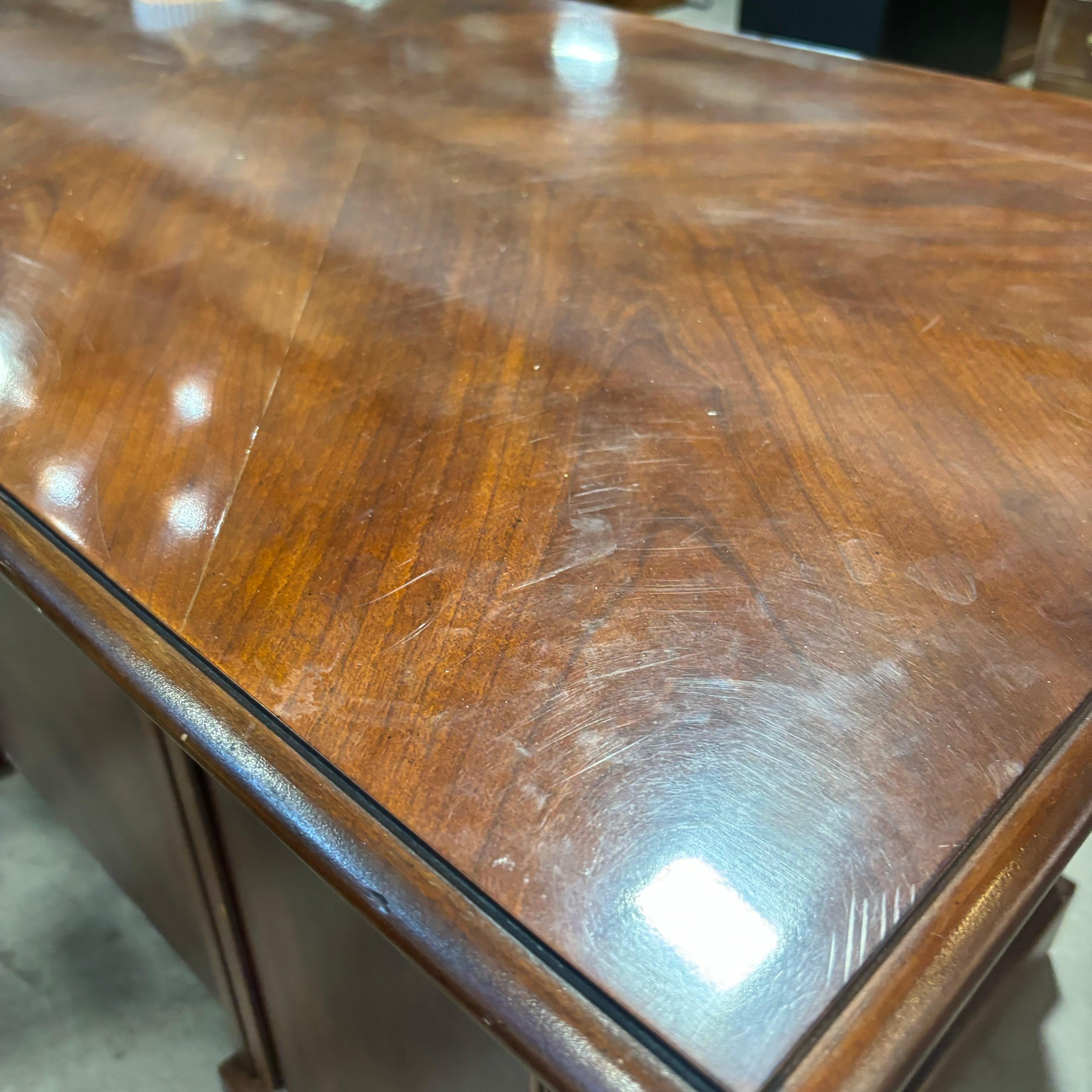 Drexel Bookmatched Mahogany Veneer Double Pedestal Executive Desk 60"x 30"x 30"