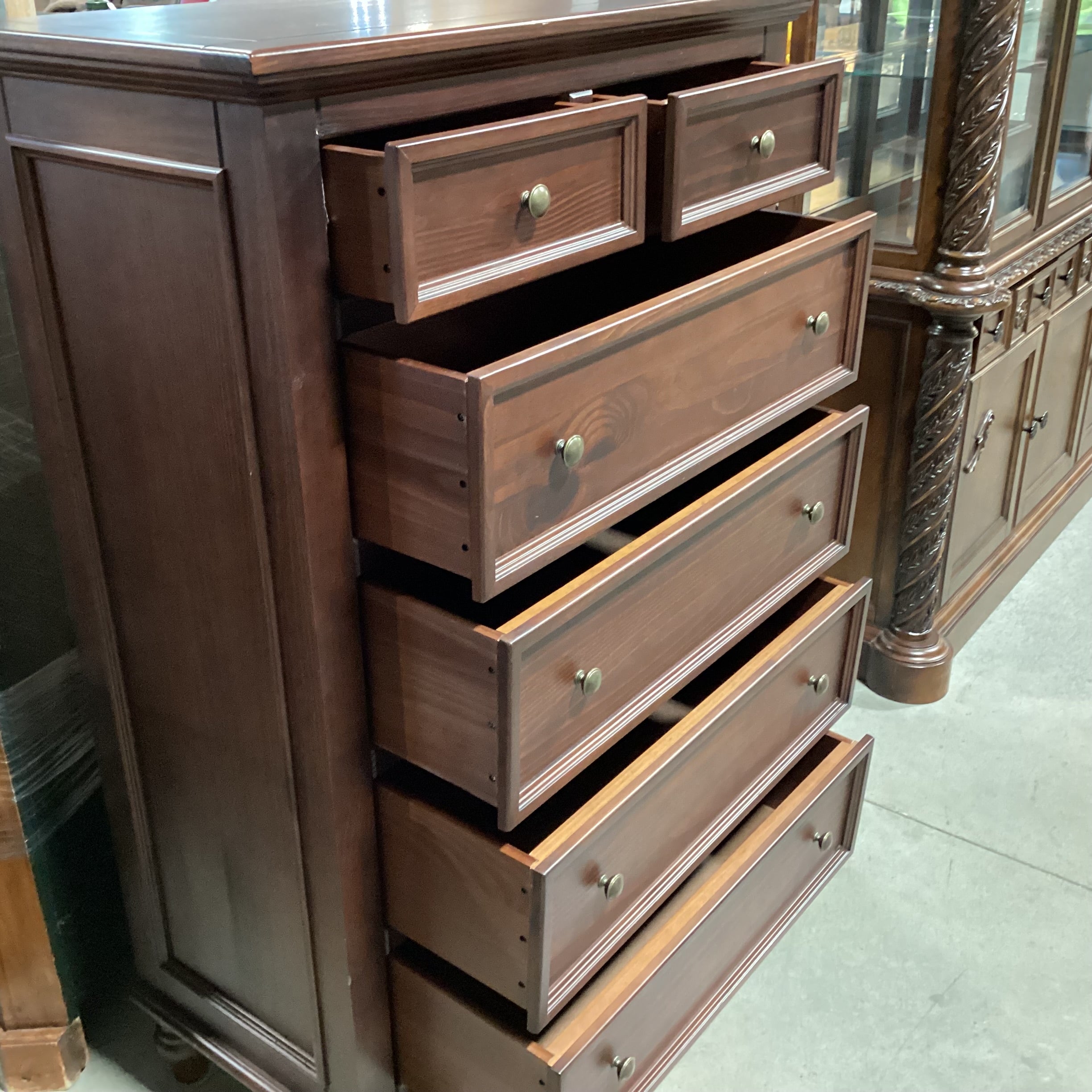 Ballard Designs Made in Brazil Dark Finish Wood 6 Drawer Chest 36.5"x 18"x 56"