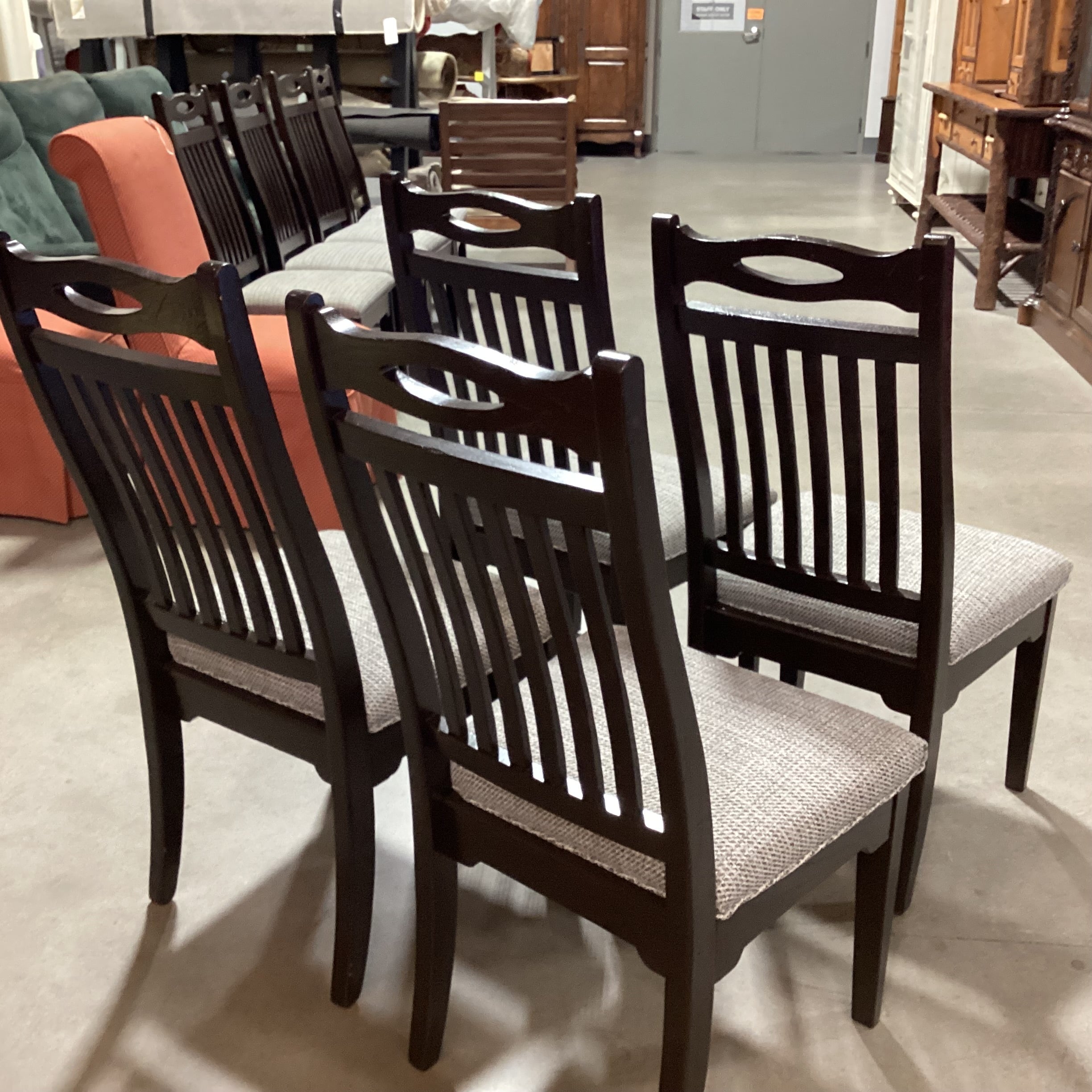 SET of 4 Dark Finish with Grey Woven Seat Dining Chairs 21"x 23"x 41"