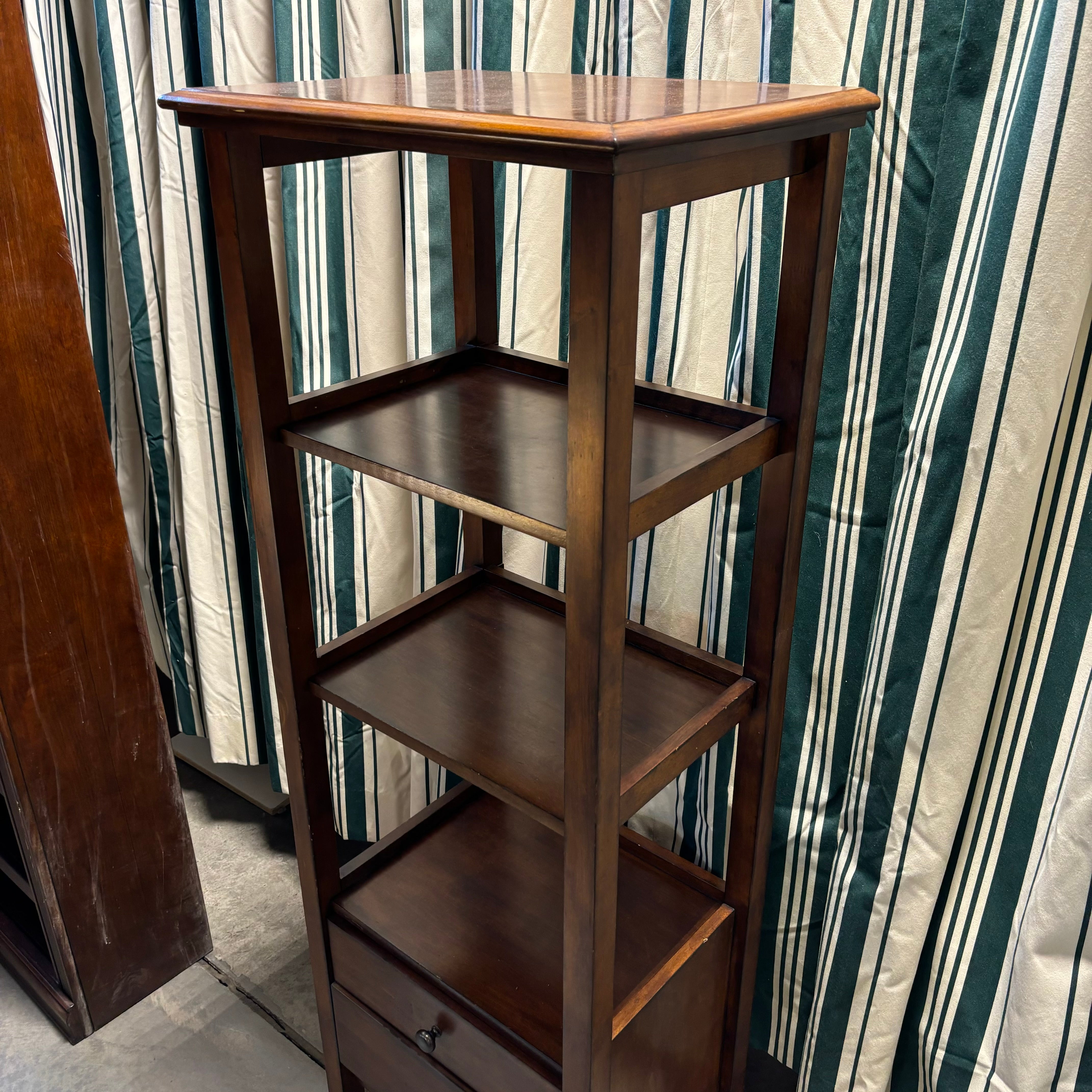 Mission Style Solid Wood 3 Tiered with 2 Drawers Bookcase 22"x 16"x 66"