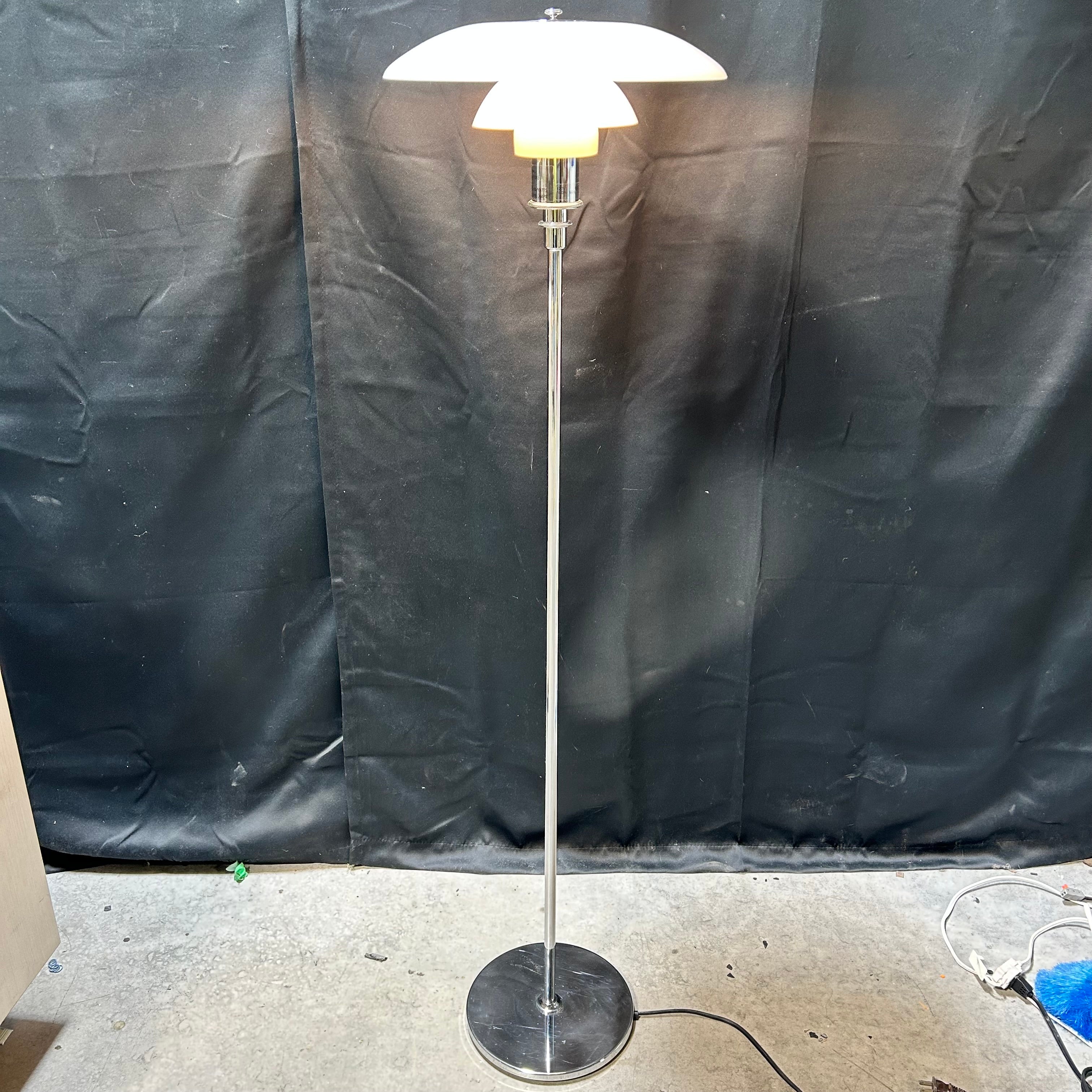 Louis Poulsen PH 3 1/2- 2 1/2 Chrome & Glass Floor Lamp  Model 5744901376