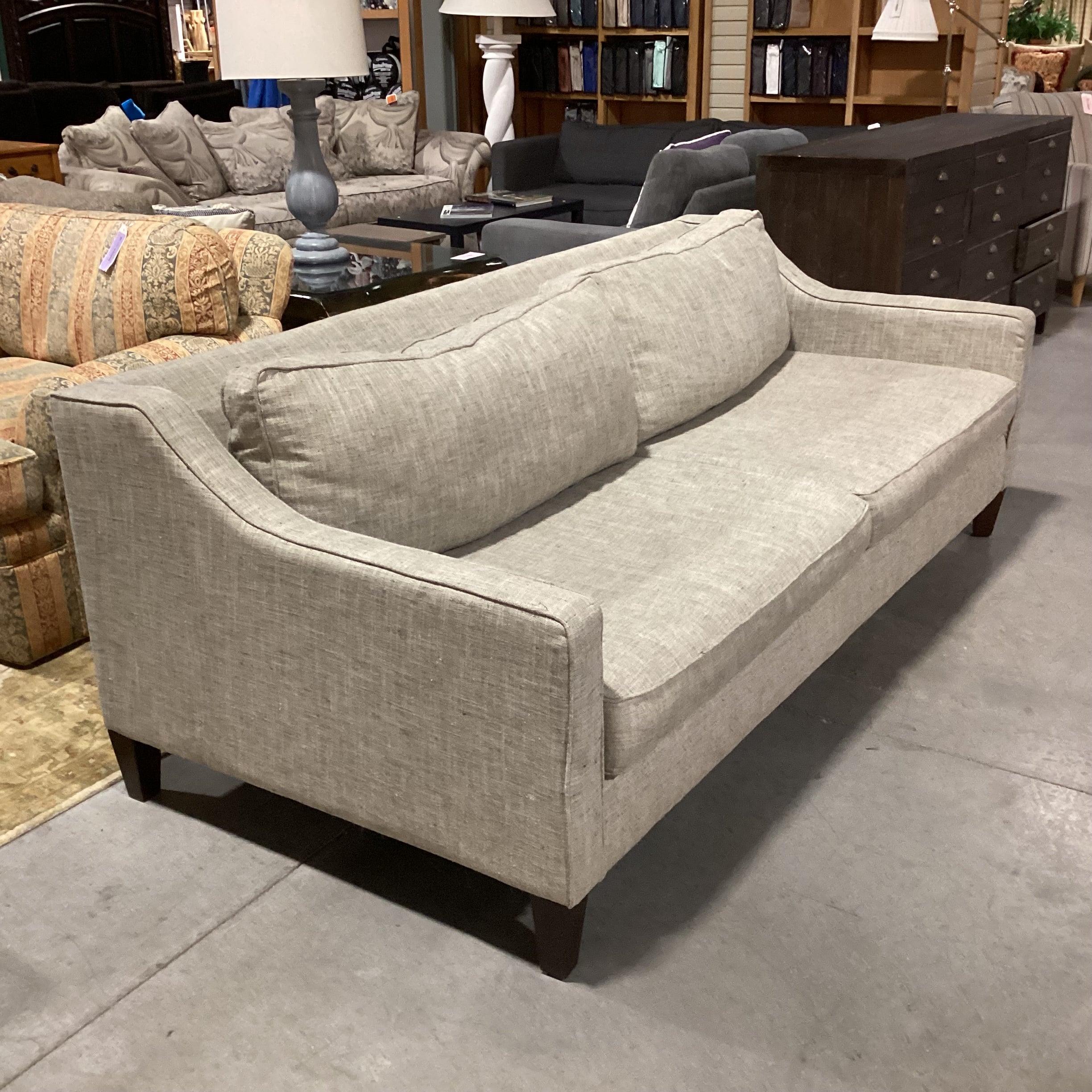 Grey Linen Slope Arm Sofa 86"x 40"x 32"