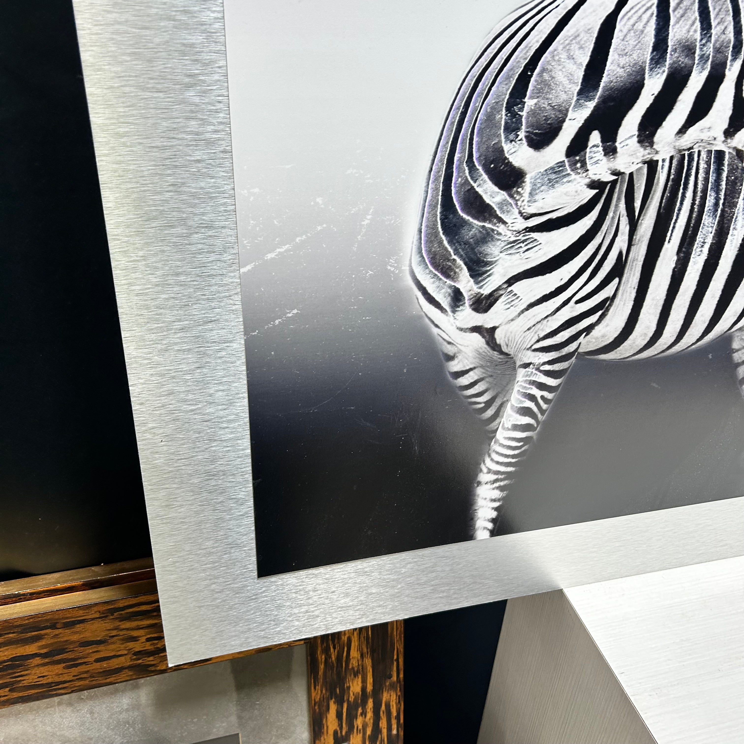Bobbie Goodrich Zebra Print On Metallic Board 49.5"x 35"