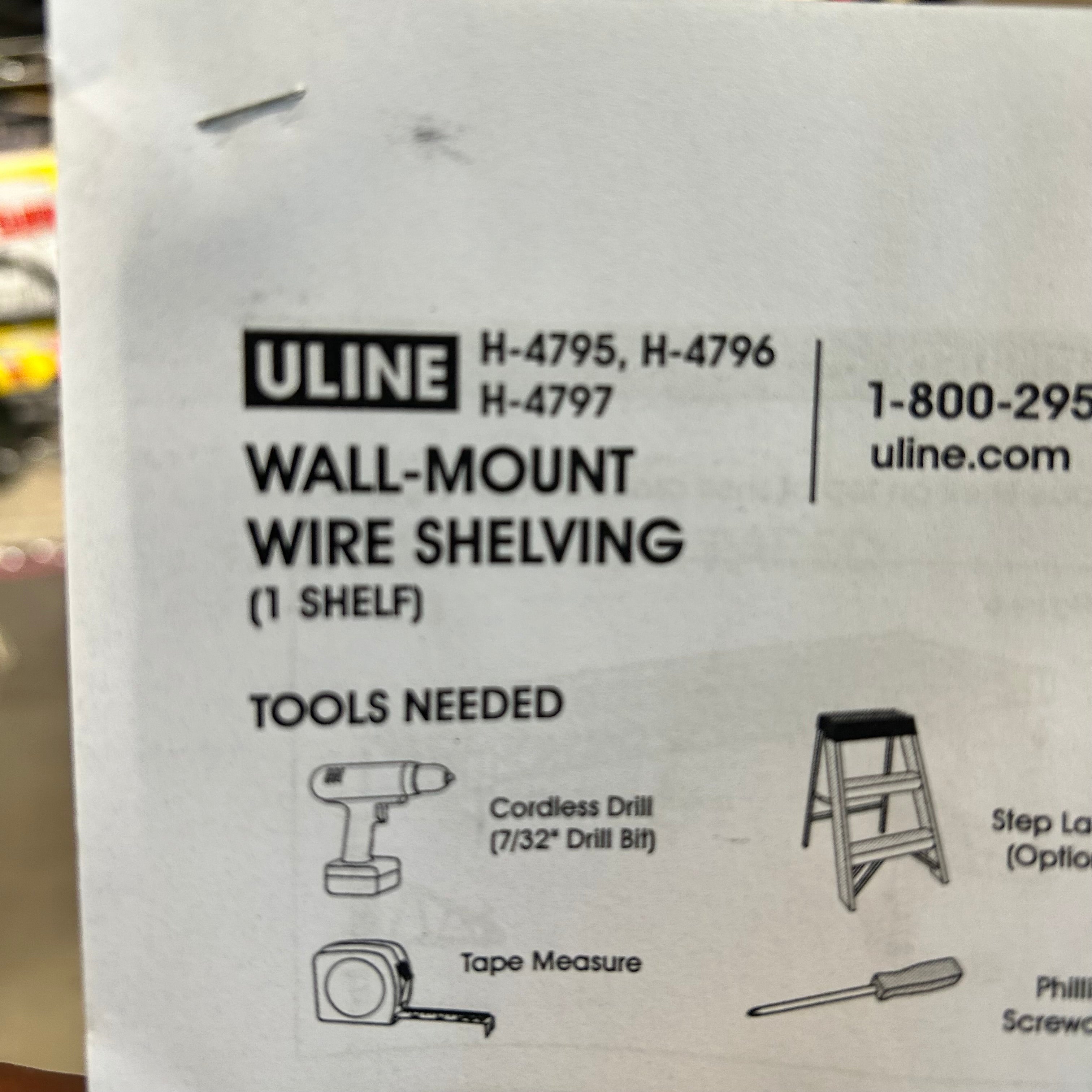 Uline Wall Mount Wire Shelving 36"x 18"x 14"