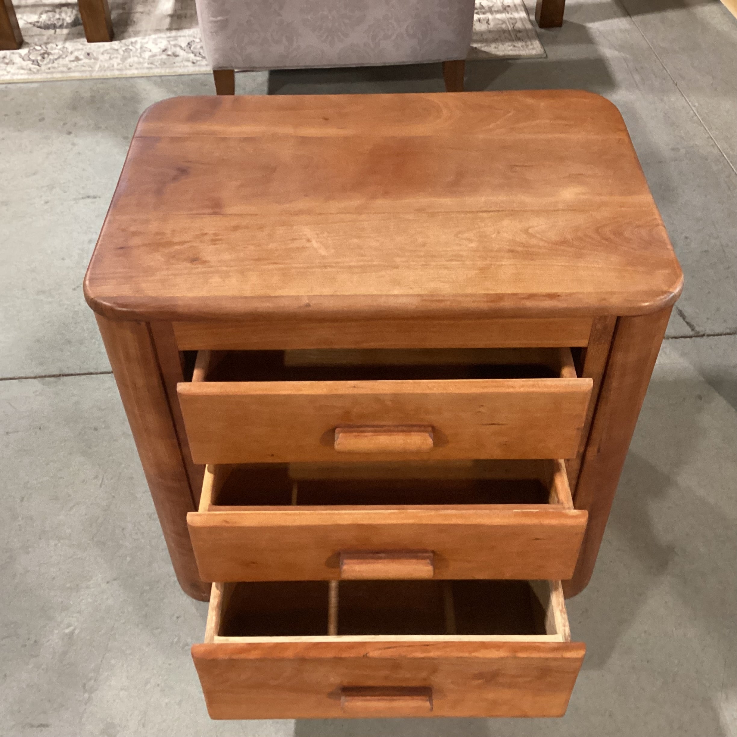 Vintage Wood 3 Drawer Night Stand 26.5"x 19"x 24"