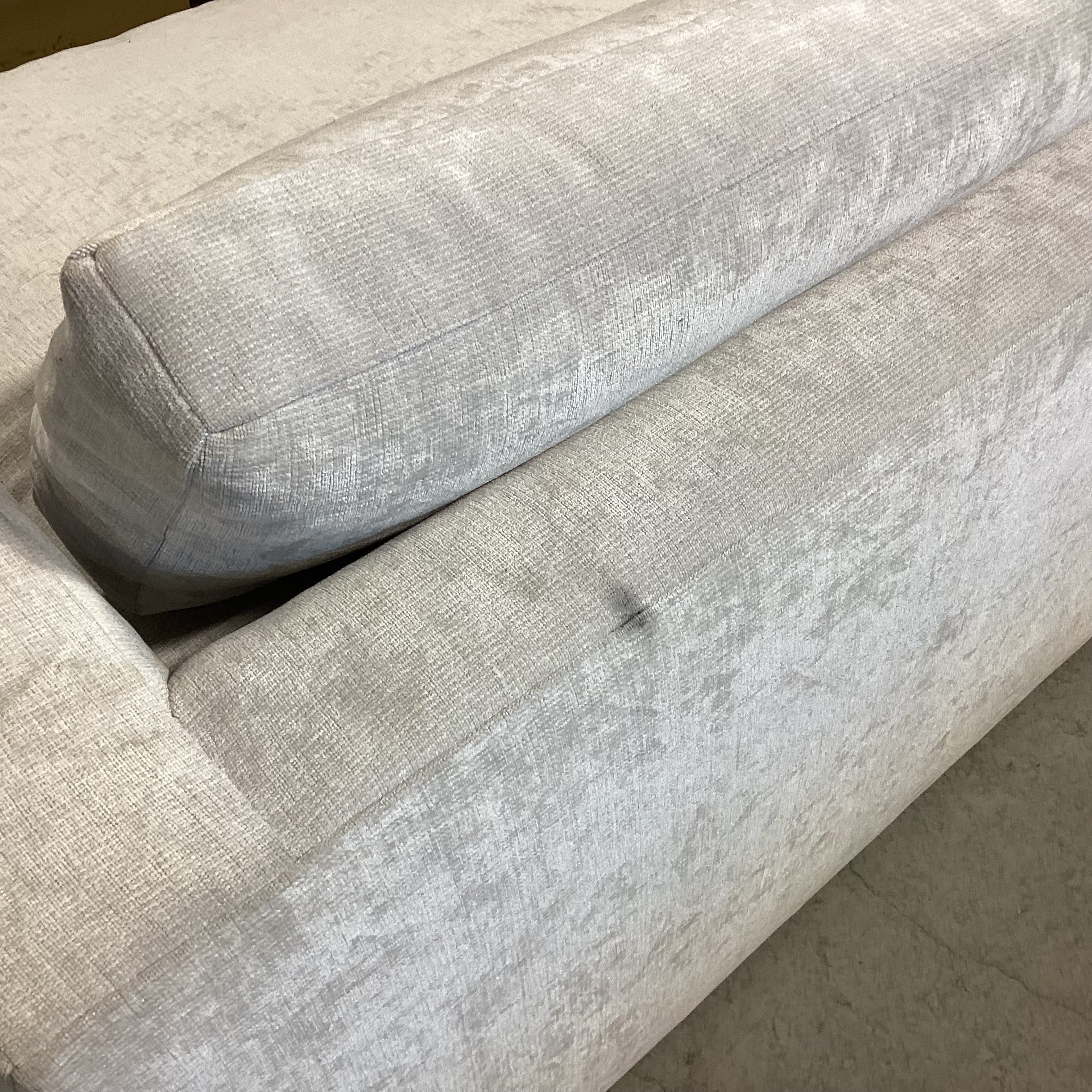 Henry Custom Upholstery Silver Dove Grey Velvet 2 Piece Modern Sectional 121"x 74"x 37"x 24"