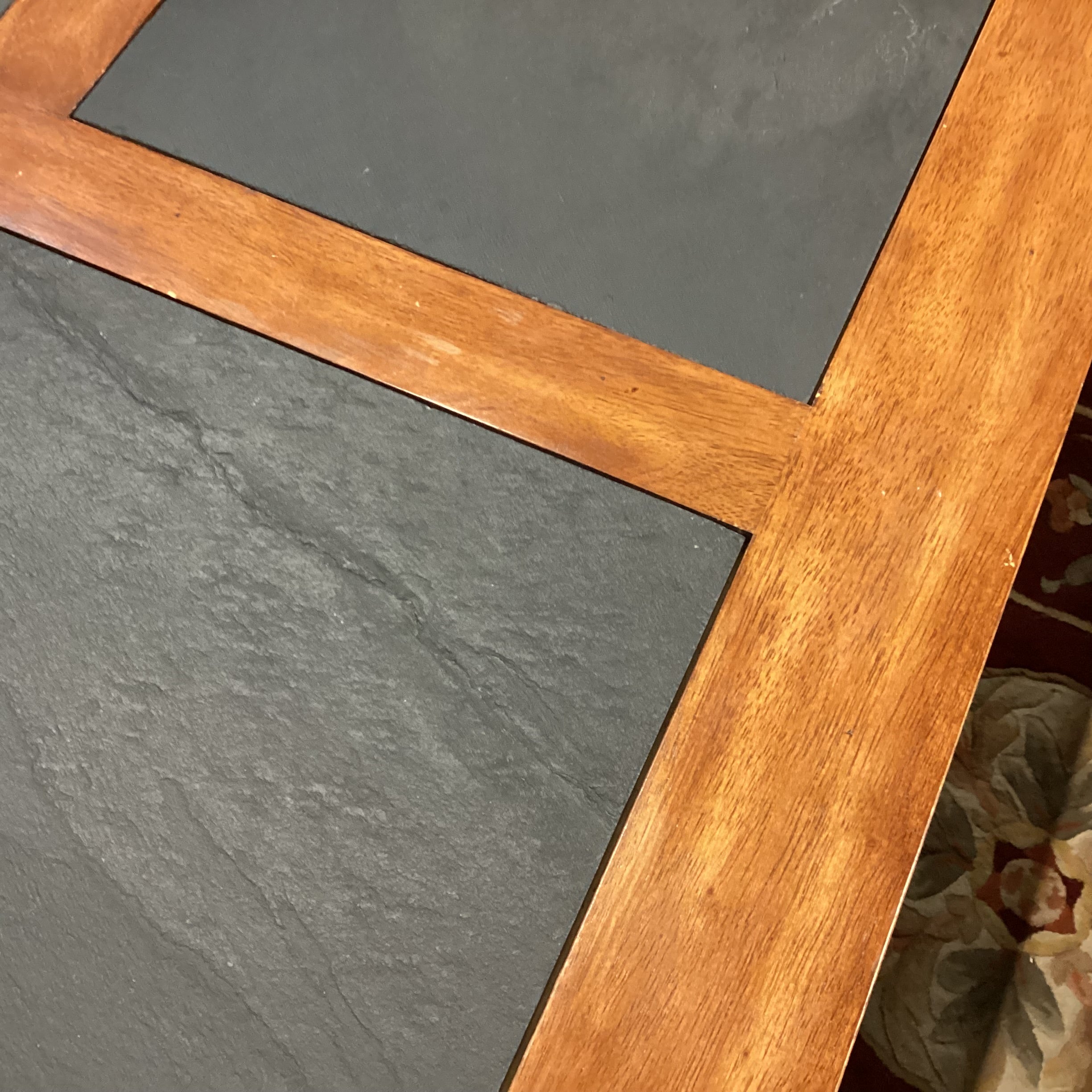 Finished Wood with Slate Tile Inset Coffee Table 42"x 48"x 19"