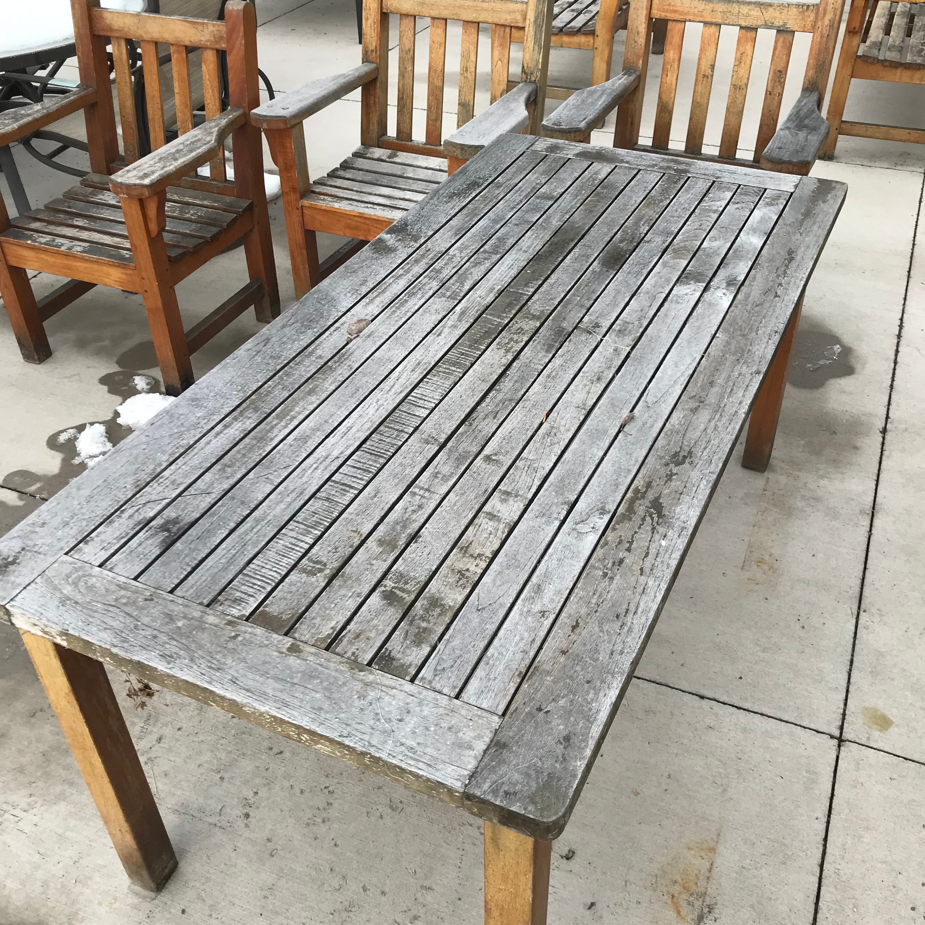 65"x 31"x 28" Barlow&Tyree Teak Patio Table Set W/ 6 Chairs