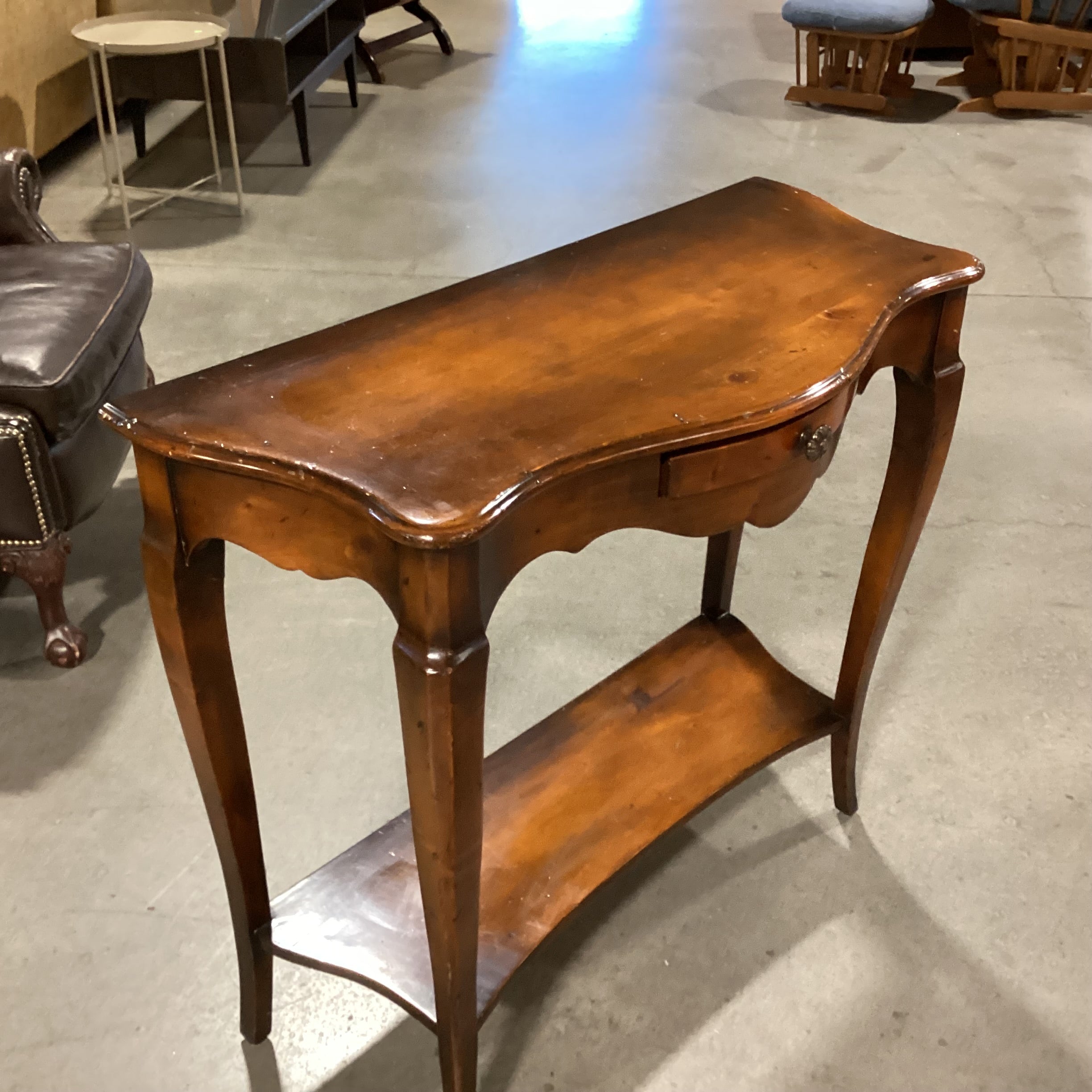 Carved Distressed Finish 1 Drawer with Bottom Shelf Sofa Table 38"x 17"x 33"