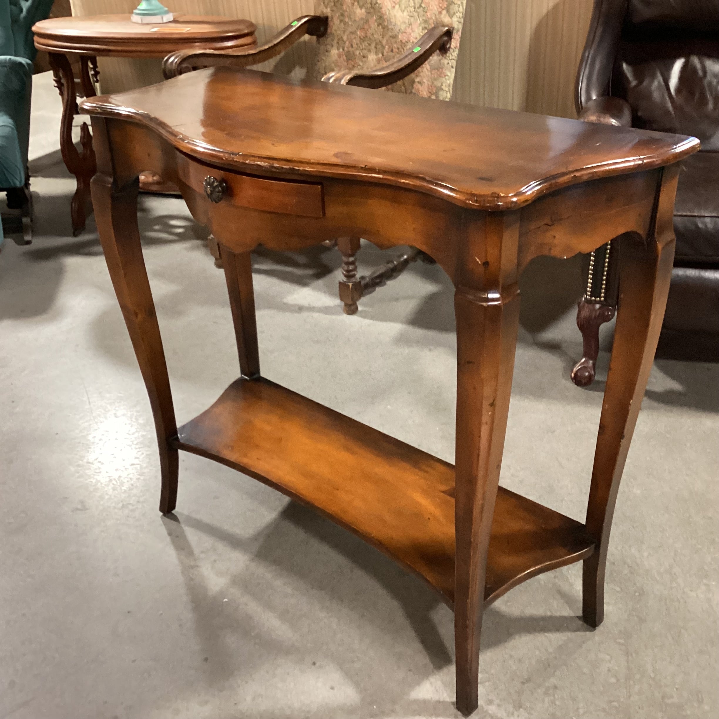 Carved Distressed Finish 1 Drawer with Bottom Shelf Sofa Table 38"x 17"x 33"