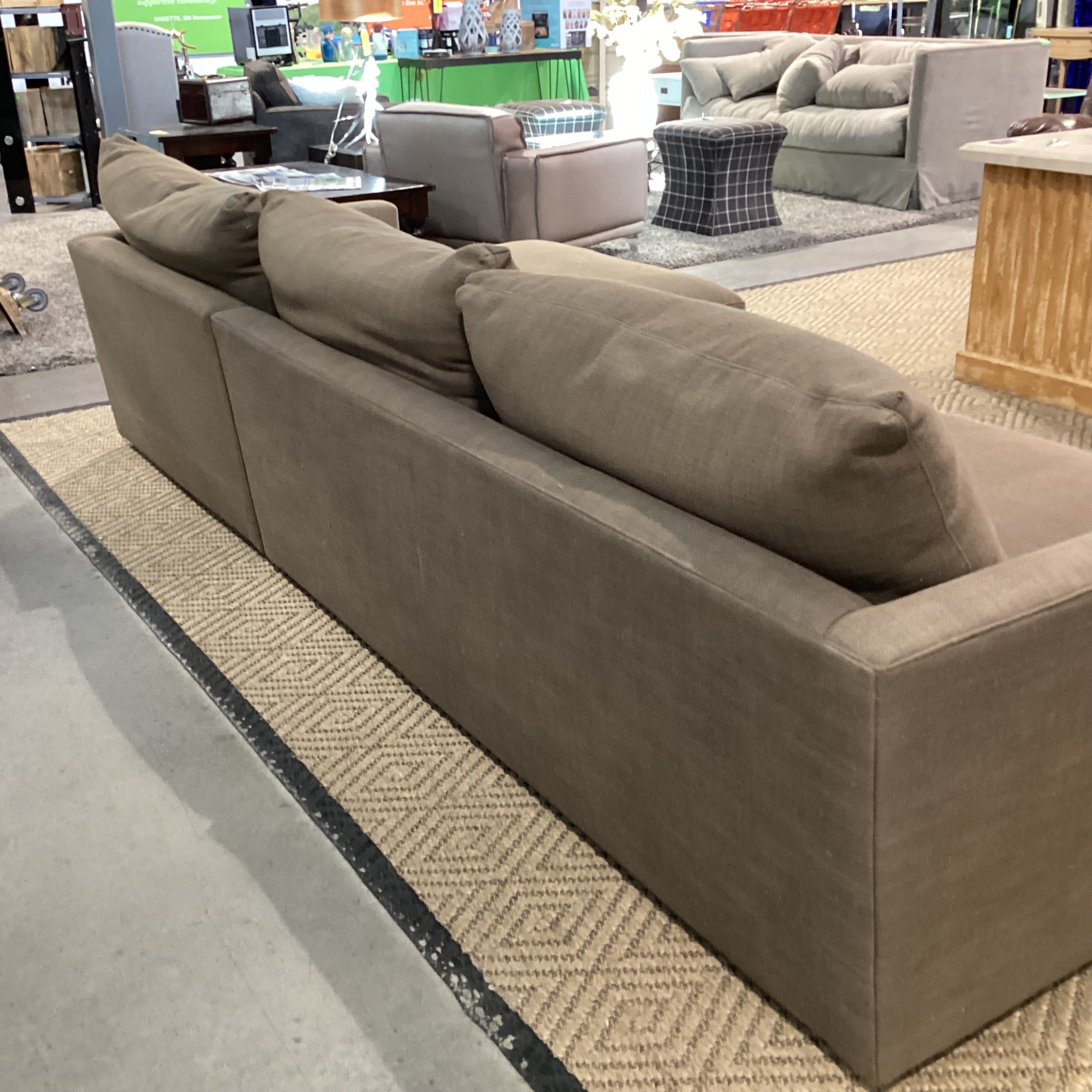 Crate & Barrel Taupe Woven Down Mix with Chaise 2 Piece Sectional 124"x 63"x 46"x 26"