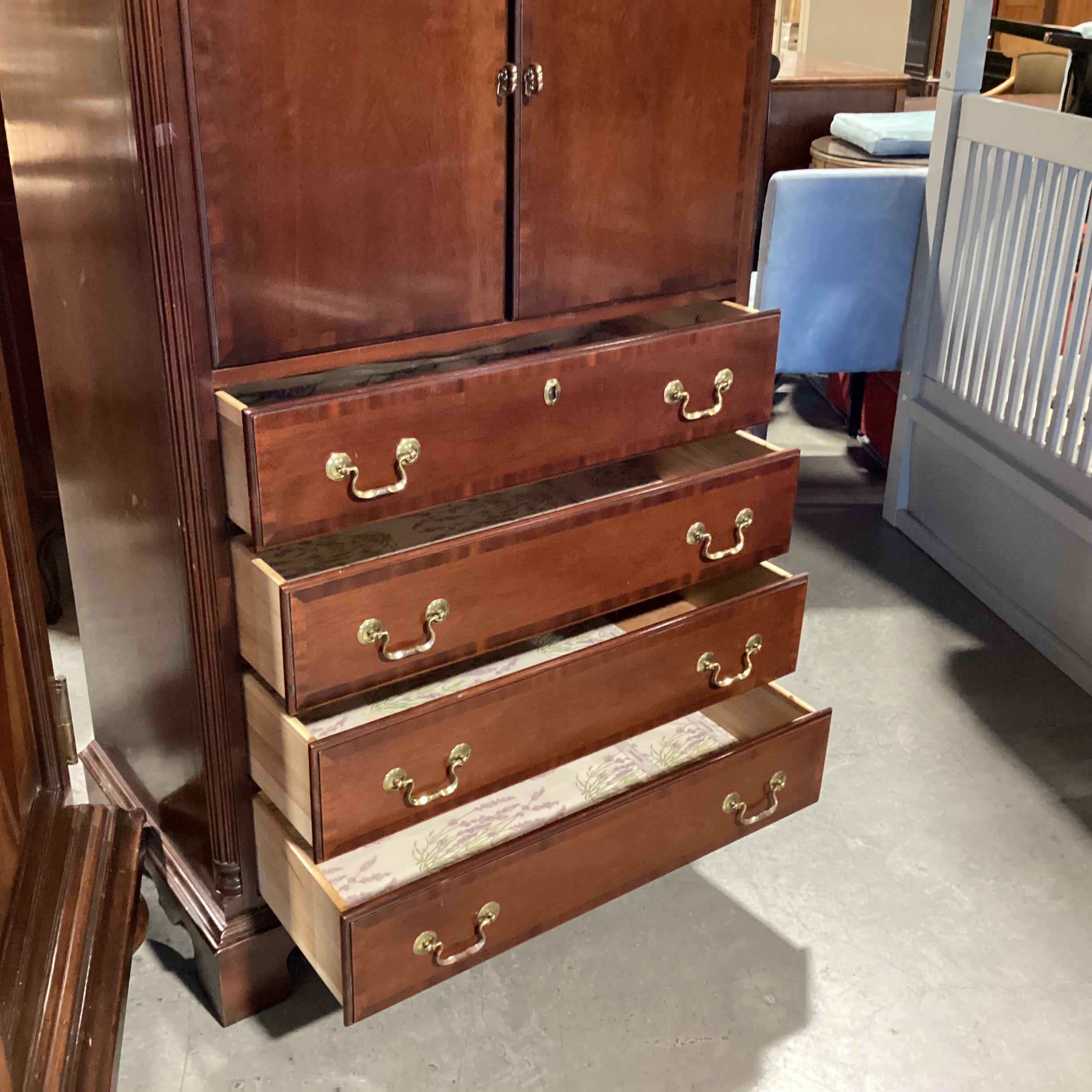 Lexington Dark Finish Wood 2 Door 4 Drawer Cabinet Dresser 36"x 21"x 60"