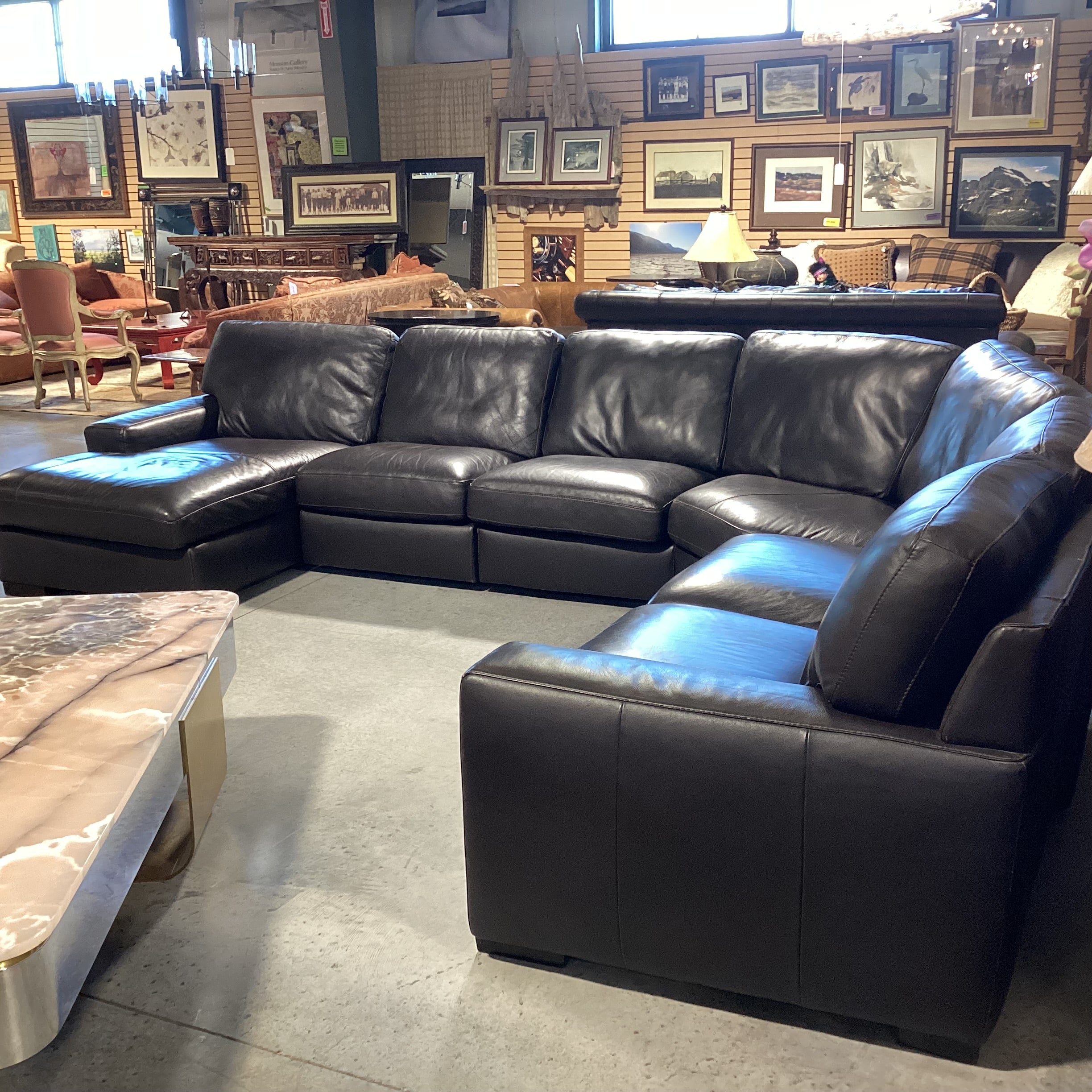 Natuzzi Leather 6 Piece with Chaise Sectional 108"x 138"x 64"x 39"x 31"