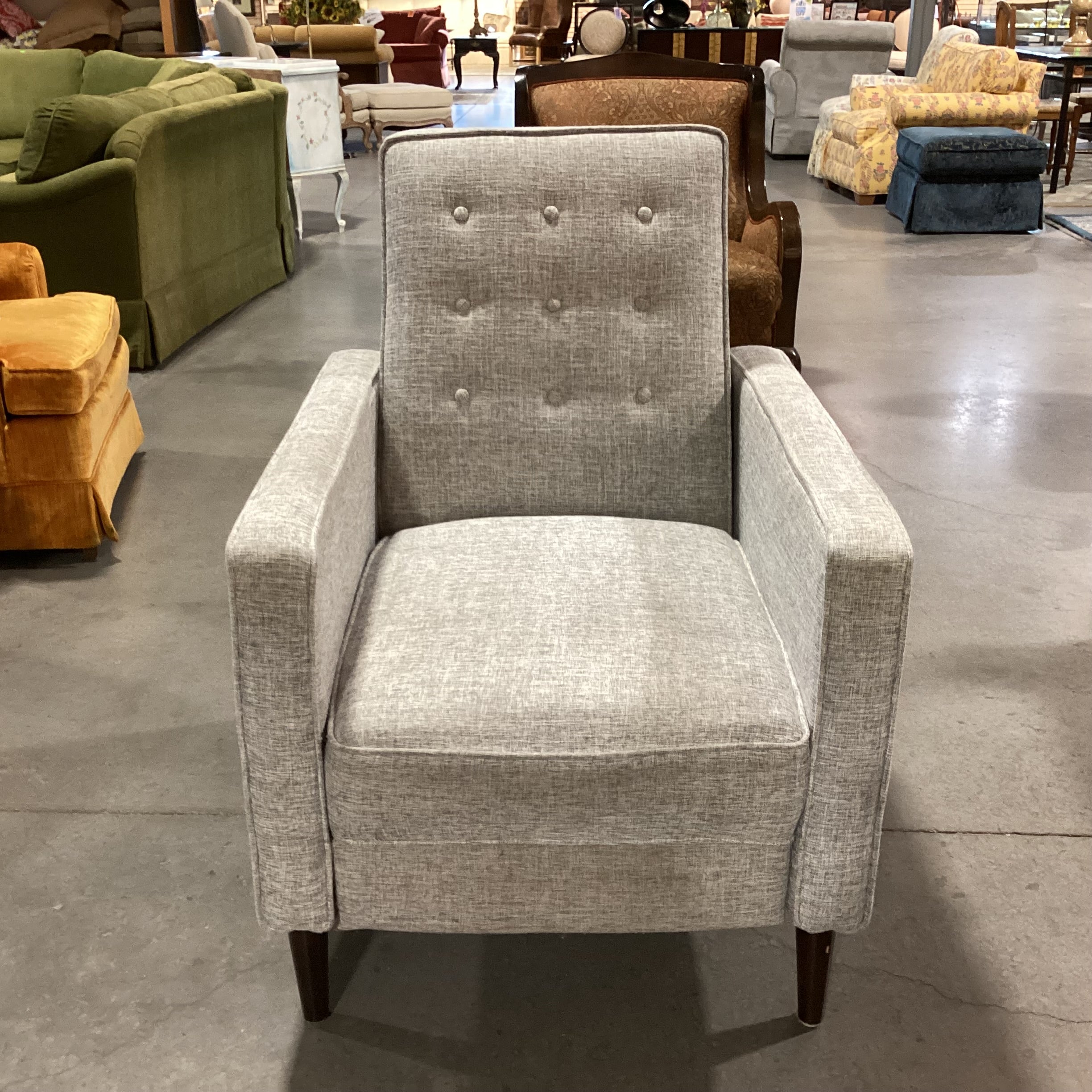 Noble House Home Furnishings Grey Heather Button Tufted Recliner Chair 28"x 34" to 54"x 37"