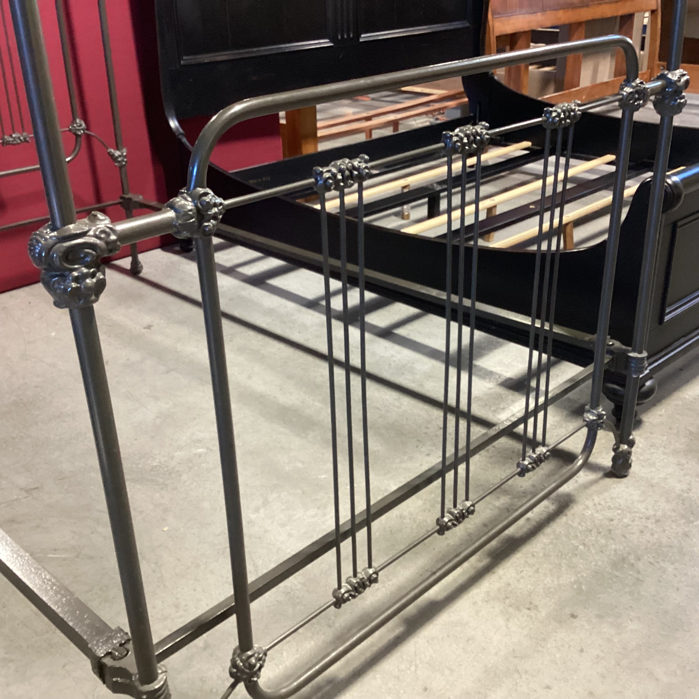 FULL Vintage Finished Cast Iron Bed Set 55"x 85"x 86"