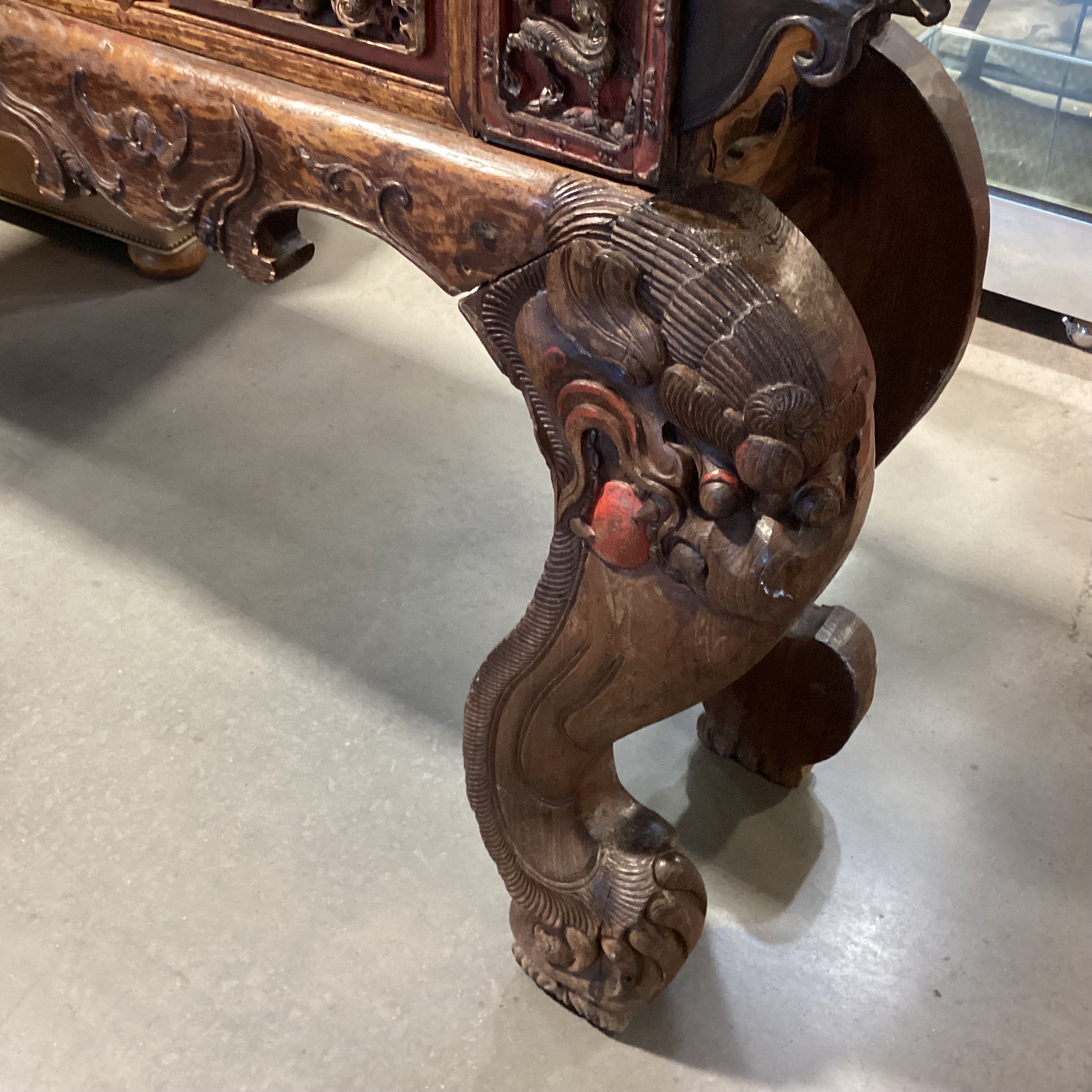 Antique Asian Ornate Carved Alter Console Sofa Table 86.5"x 15"x 42"
