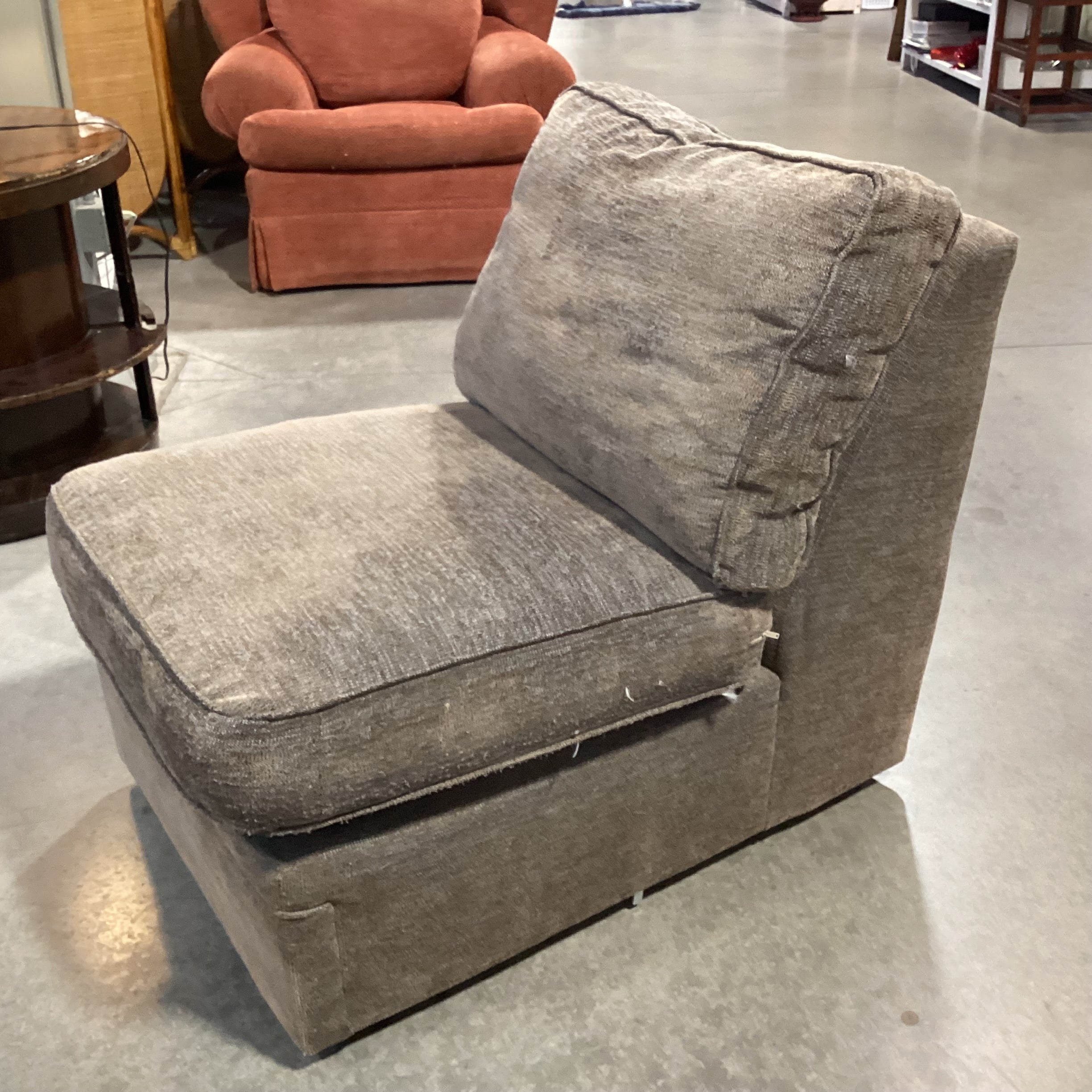 Rowe Furniture Taupe Grey Brown Woven Down Mix Slipper Chair 28"x 42"x 32"