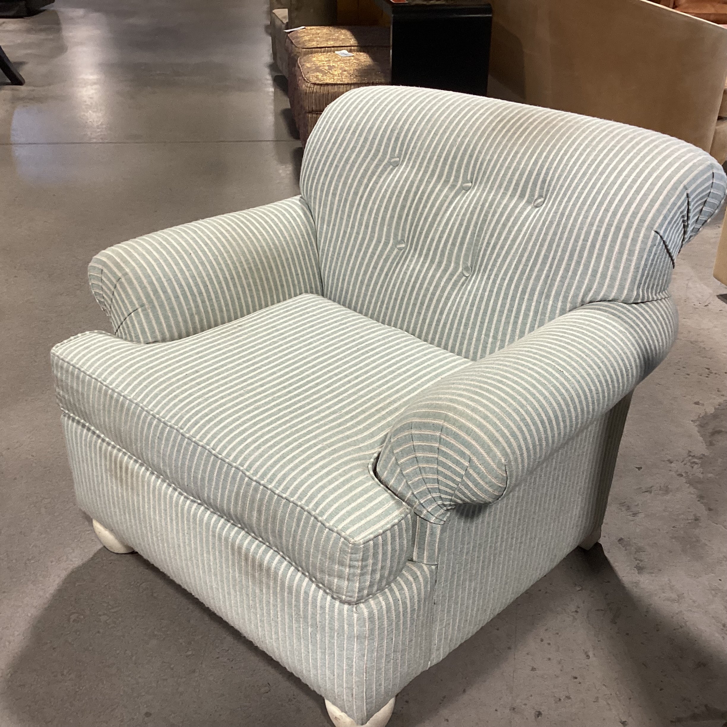 Cochrane Furniture Green & Ivory Woven Stripe Chair 39"x 39"x 33.5"