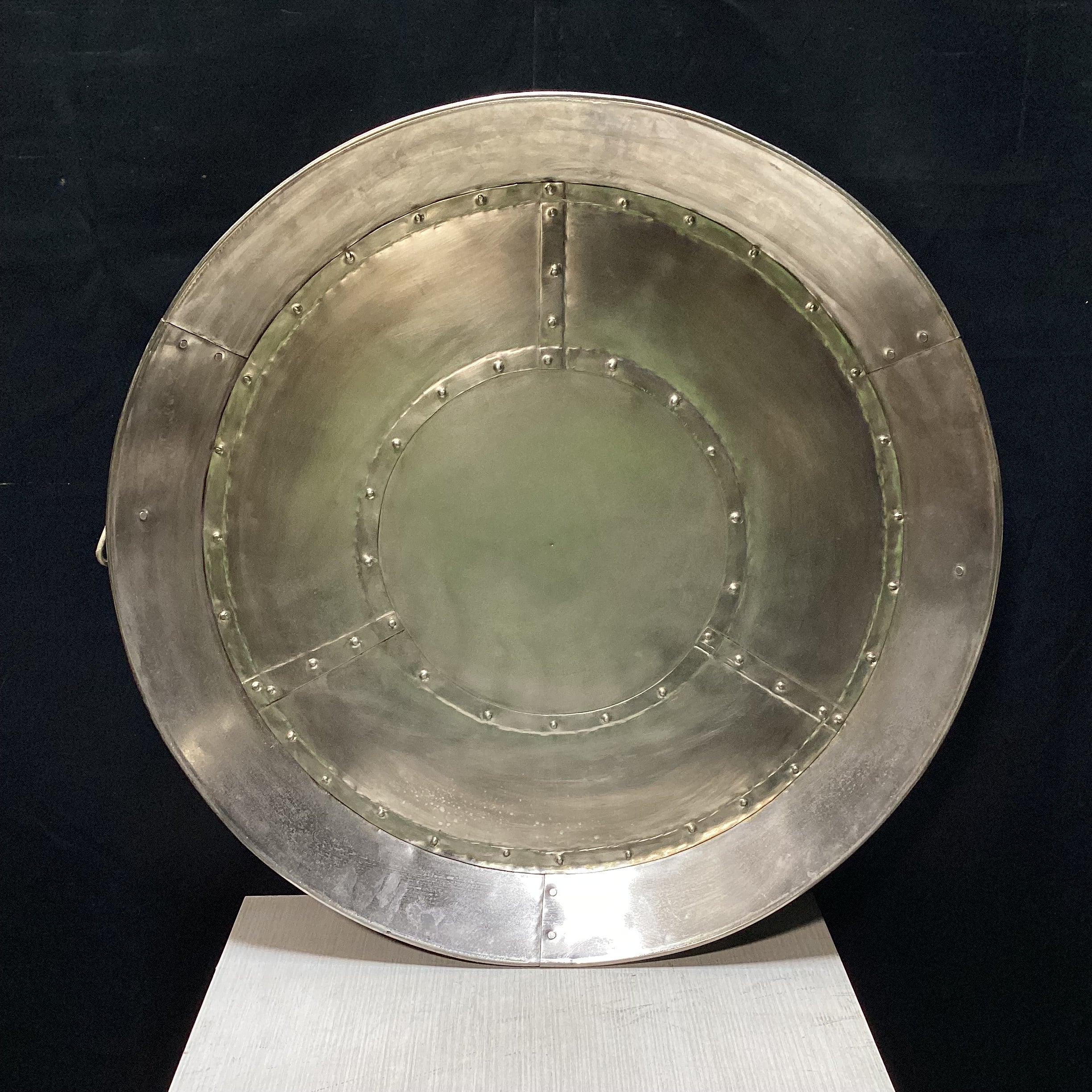 Interlude Home Rustic Silver Metal Hanging Tray/Pan 27" Diameter