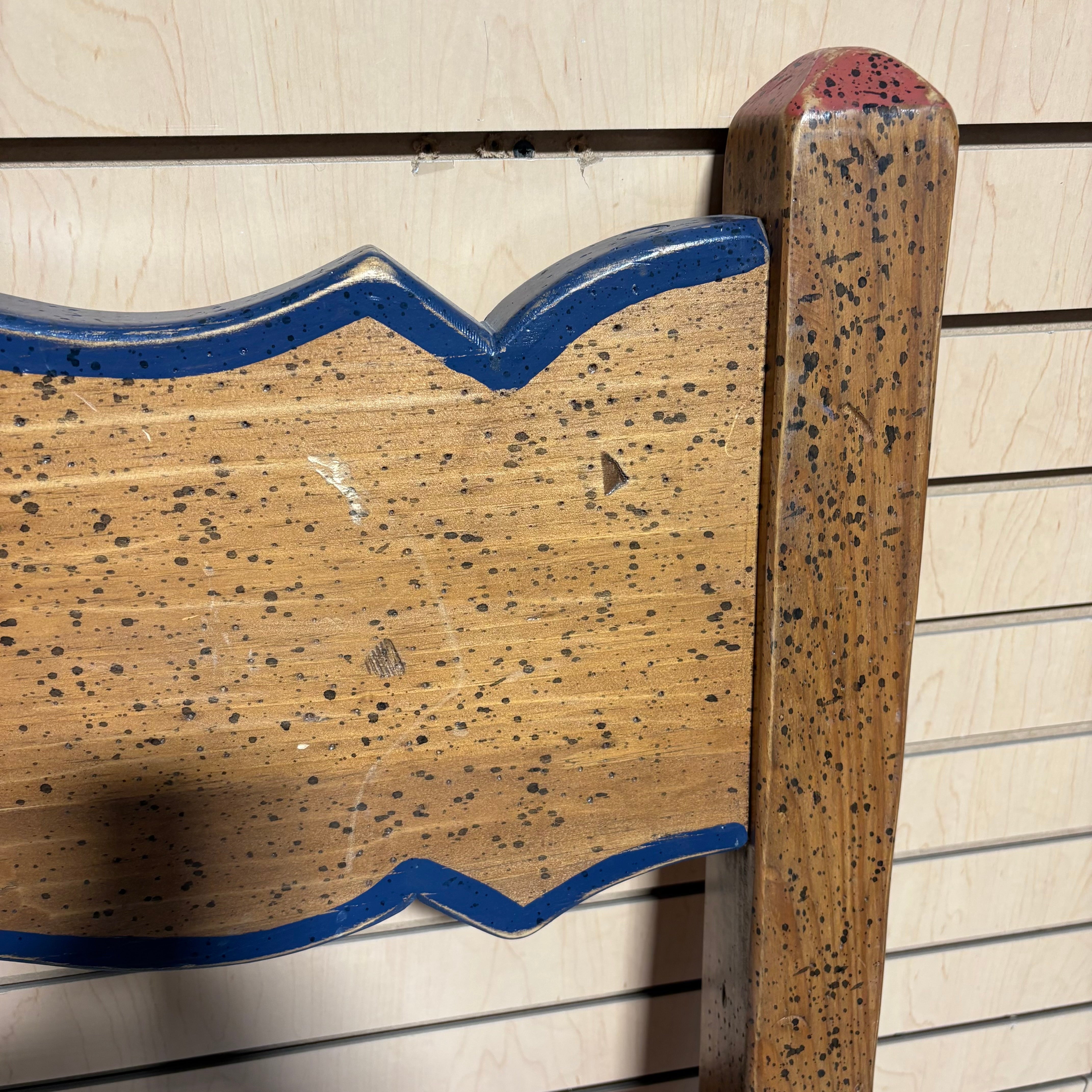 TWIN David Marsh Blue and Red Painted Solid Wood Headboard