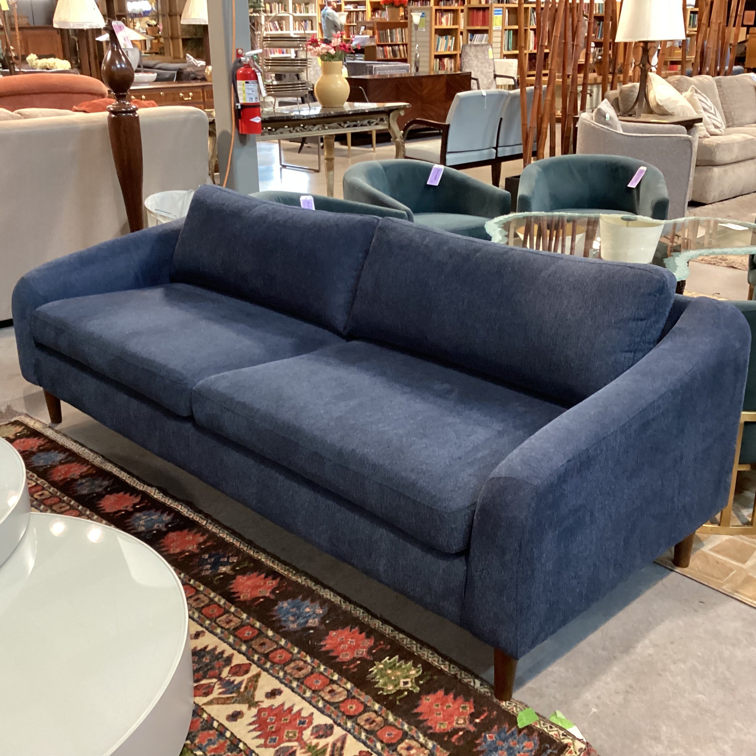 Falkon Furniture Mid Century Style Royal Blue Woven Sofa 86"x 35"x 28"